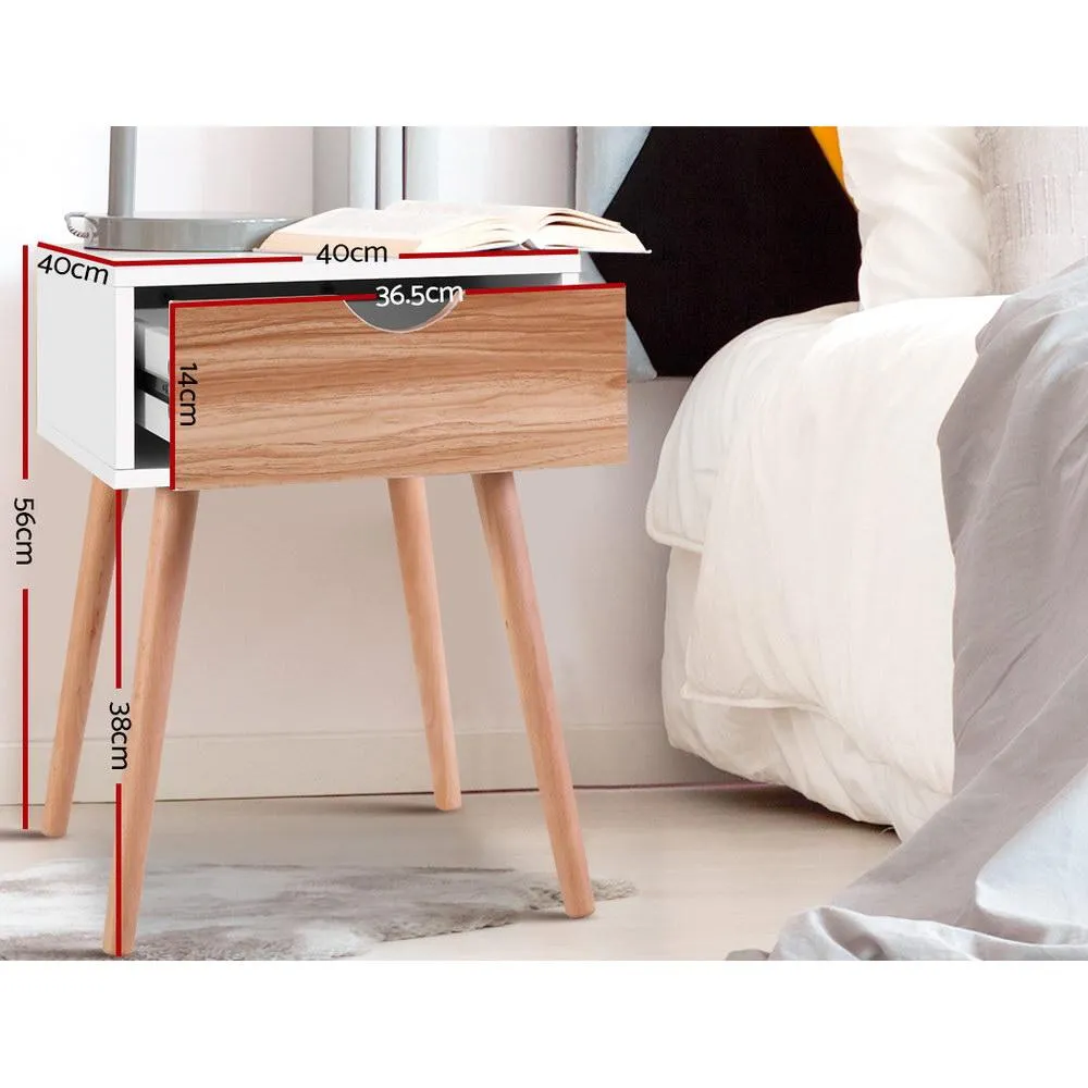 Scandinavian-inspired Bedside Table White & Oak