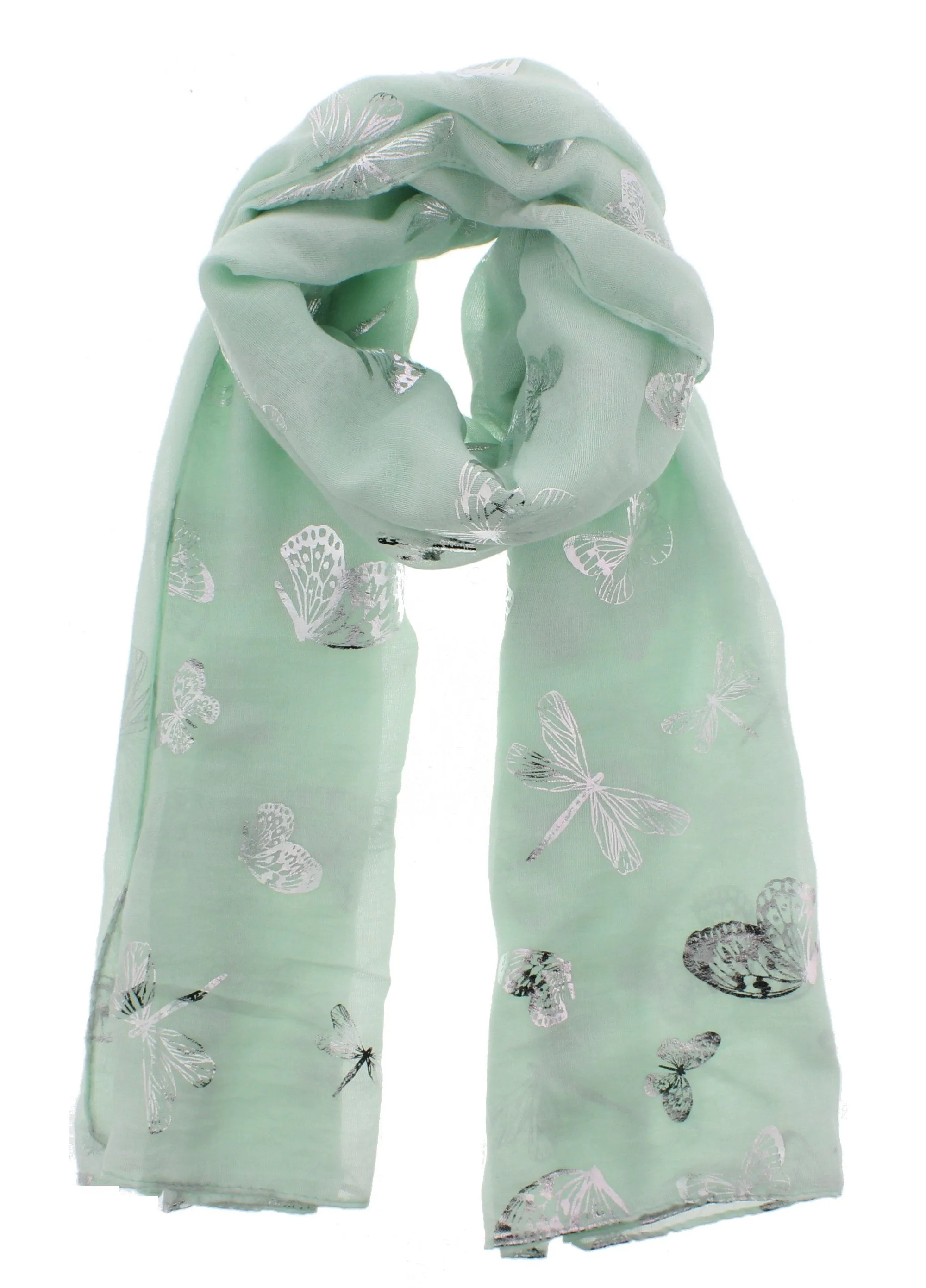 Scarf with Silver Foil Butterflies