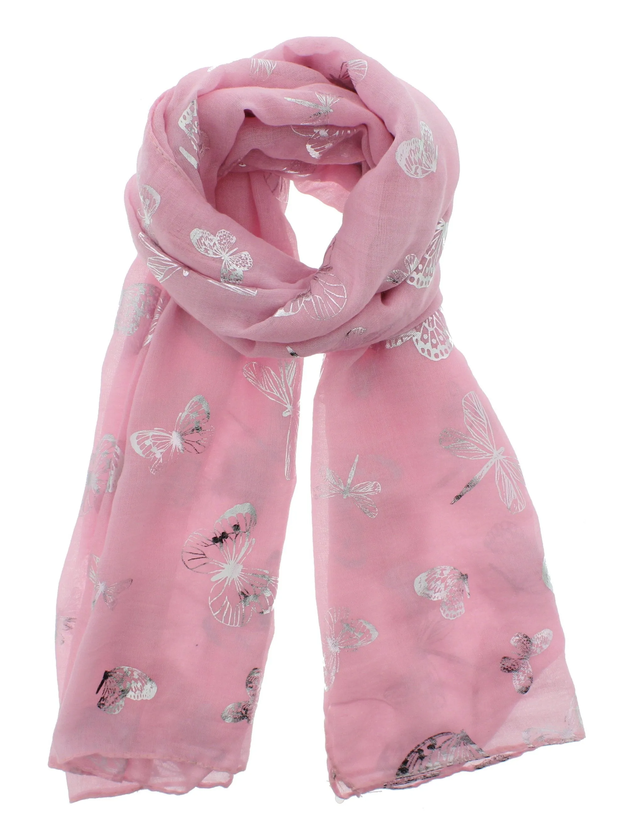 Scarf with Silver Foil Butterflies