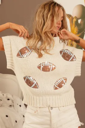 Sequin Football Crop Sweater