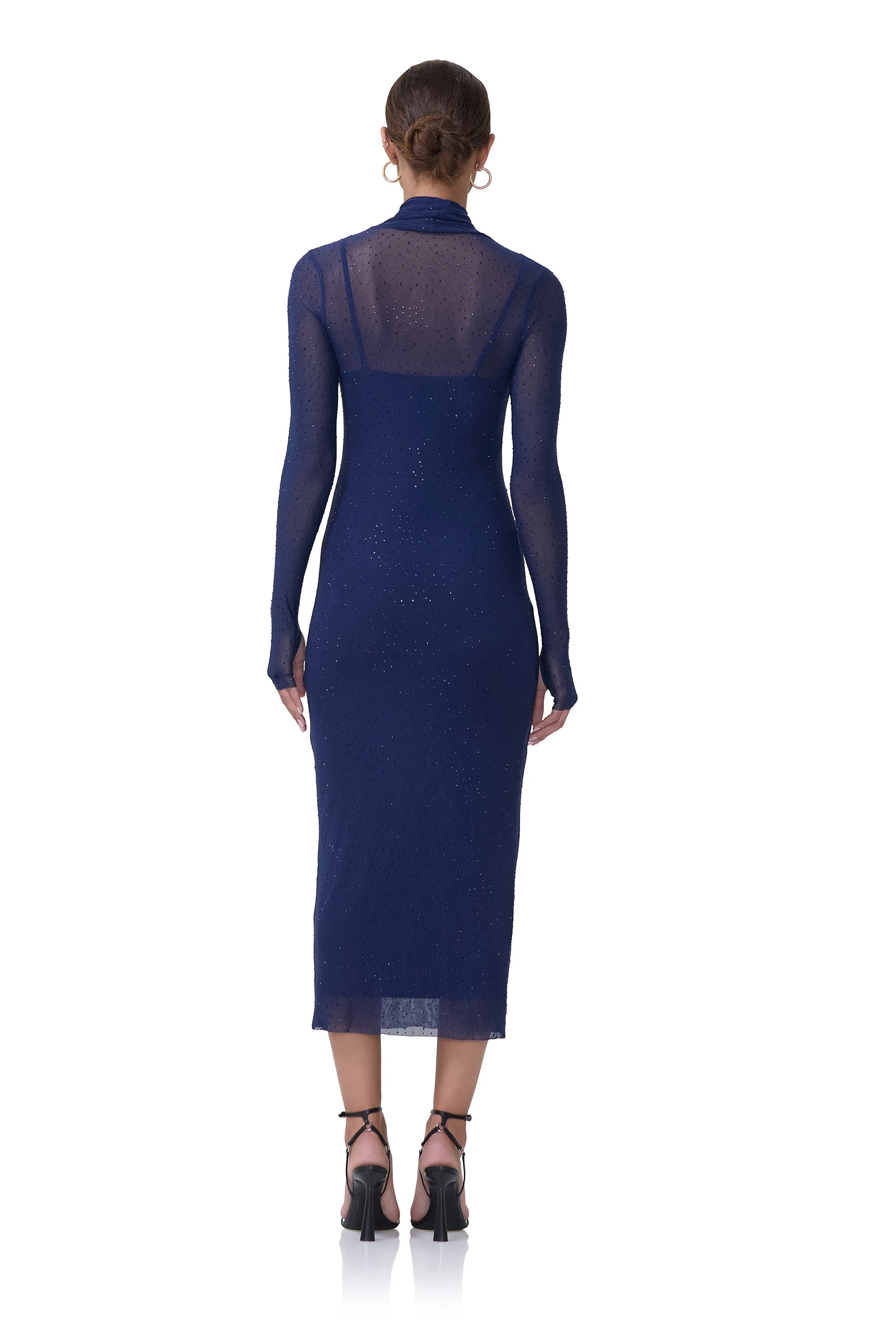 Shailene Rhinestone Dress - Bright Navy