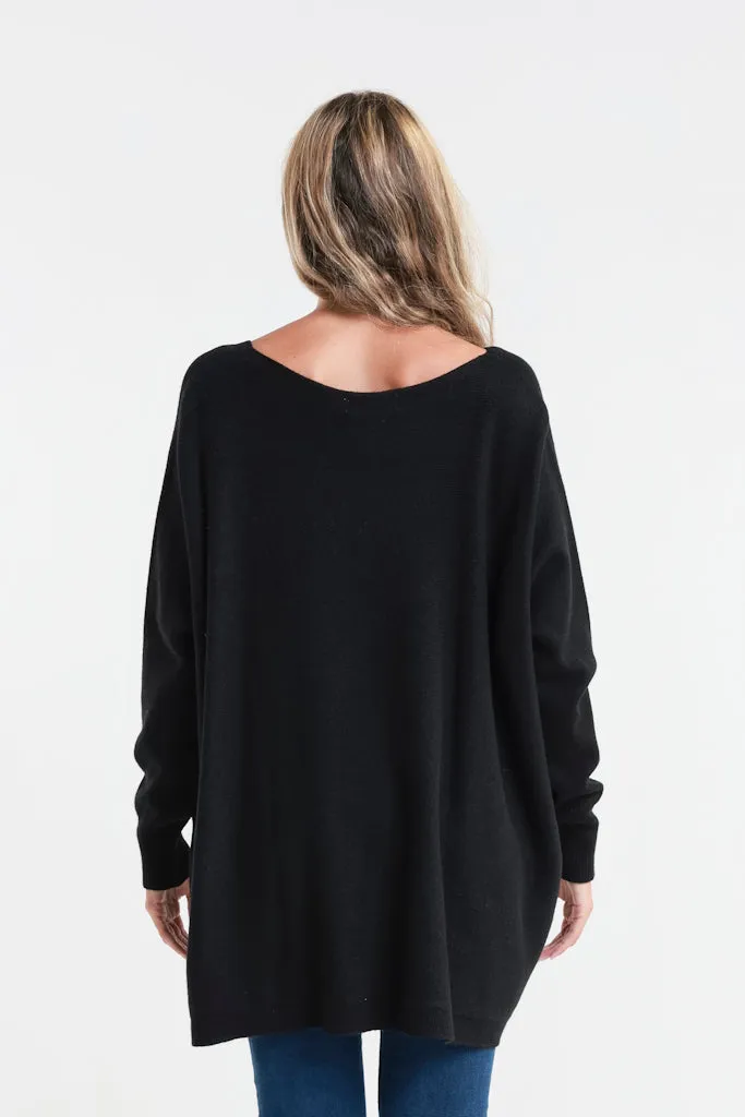 Shannon LS Oversize Fringe Pocket Sweater (BLS433)