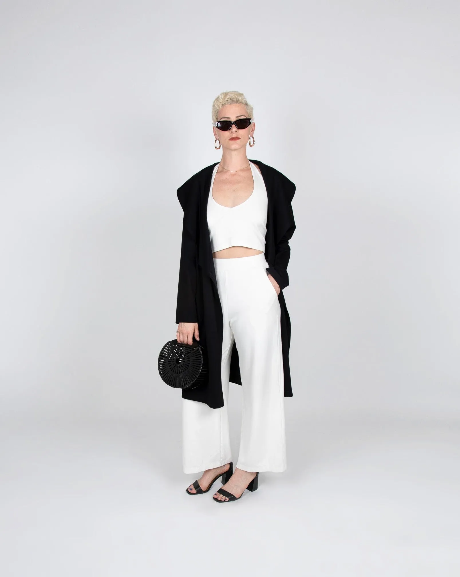 Shawl Collar Trench Coat in Black