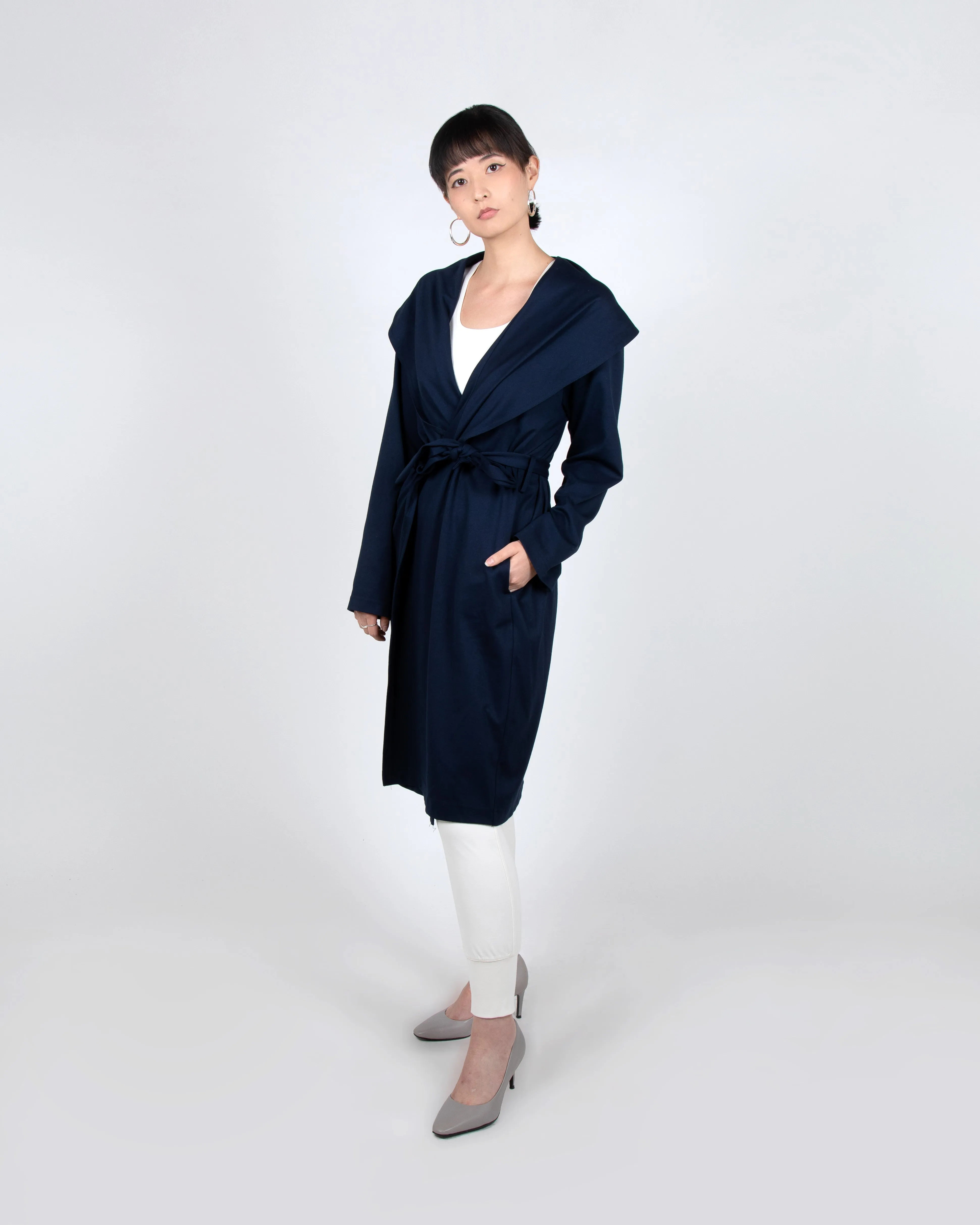 Shawl Collar Trench Coat in Cream