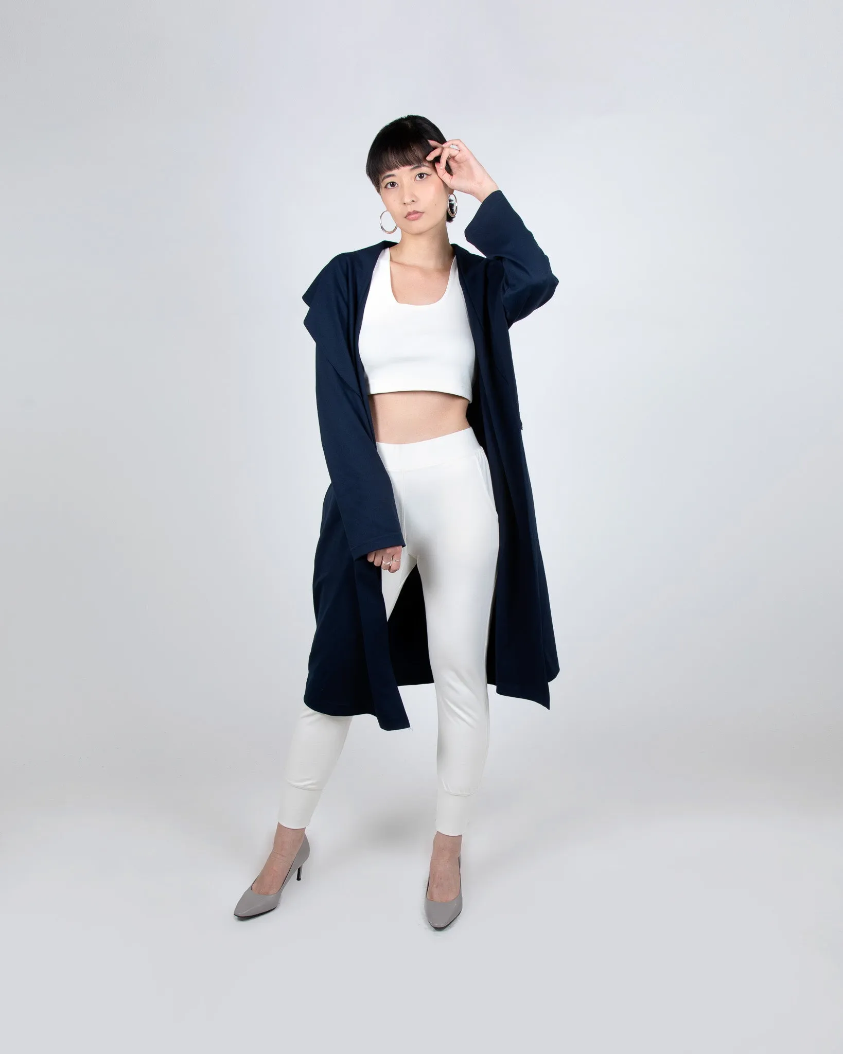 Shawl Collar Trench Coat in Cream