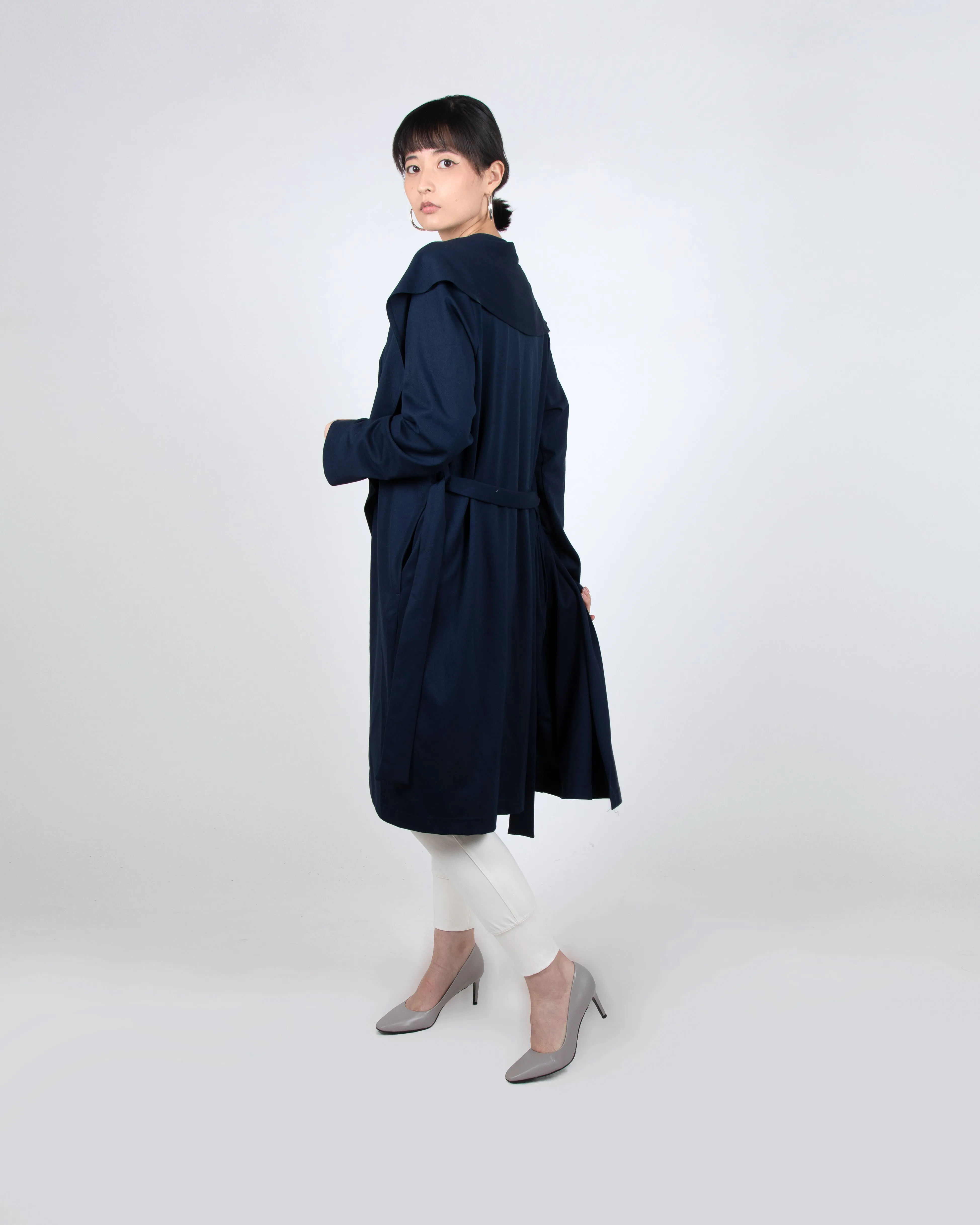 Shawl Collar Trench Coat in Forest