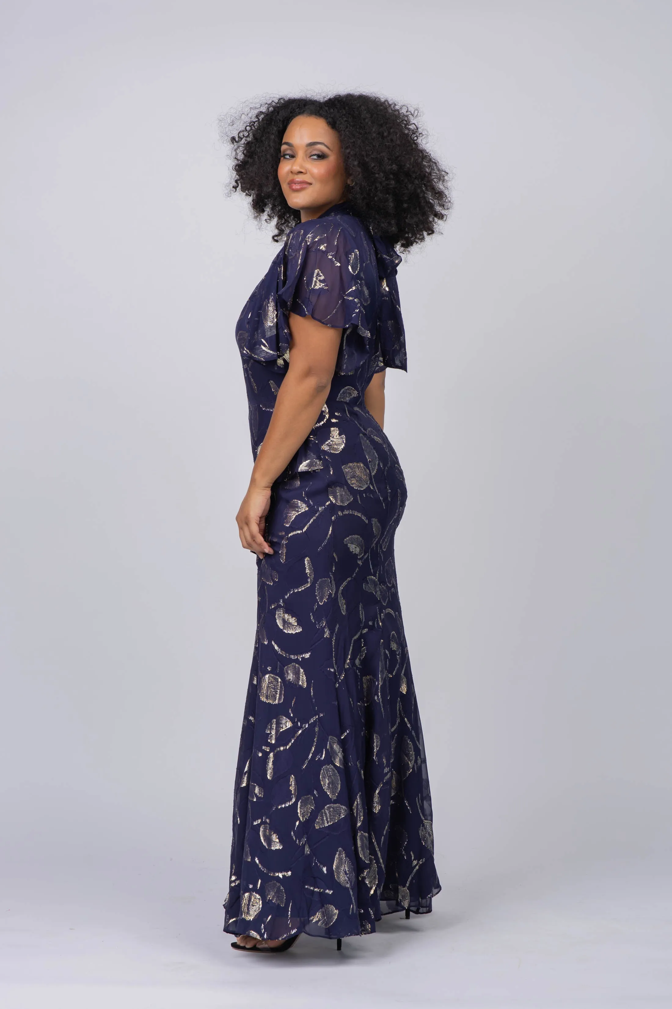 Shoshanna Ellington Dress in Navy Gold