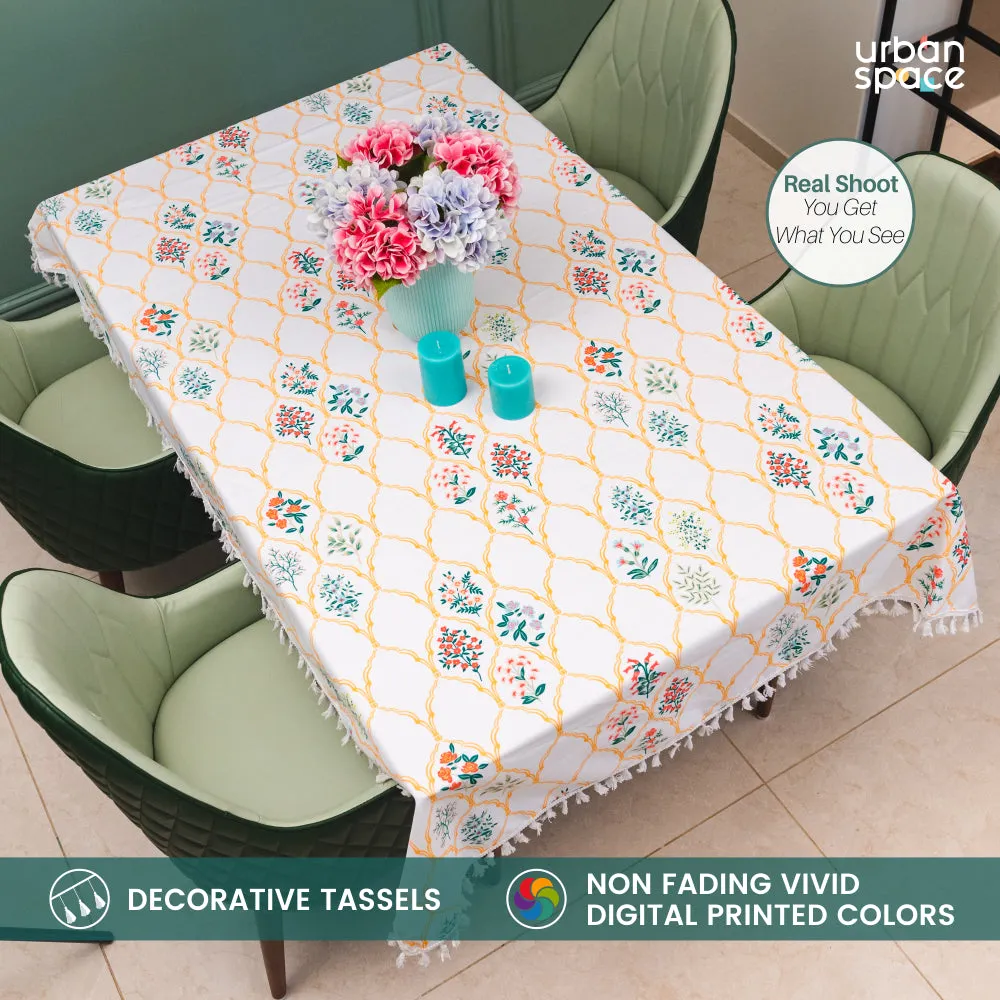 Sicilia : Anti Skid & Water resistant Linen textured Premium table cover for dining table - Floral symphony