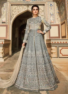 Silver Grey Overall Embellished Lehenga/Pant Suit