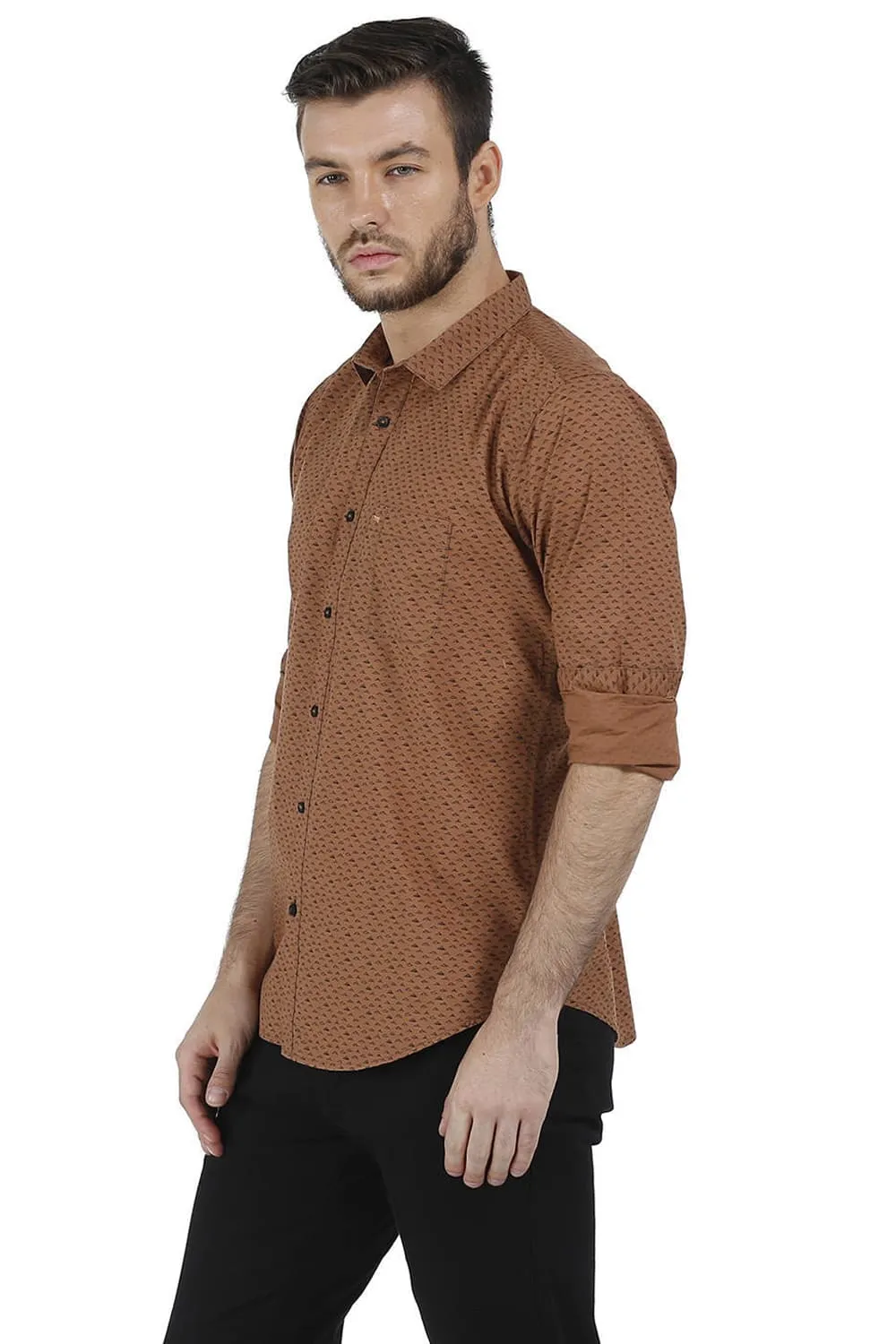 Slim Fit Cambric Printed Shirt