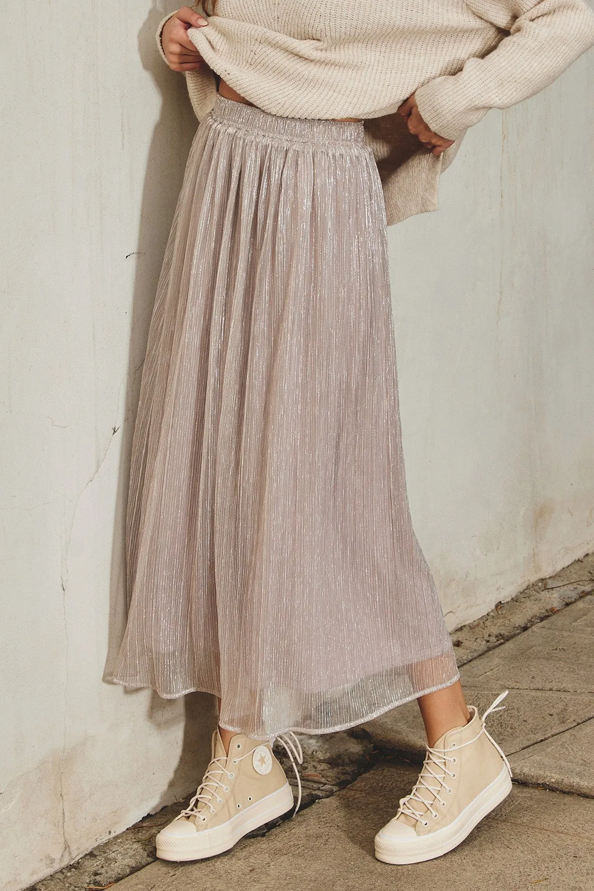 Sparkle Pleated All Over Maxi Skirt