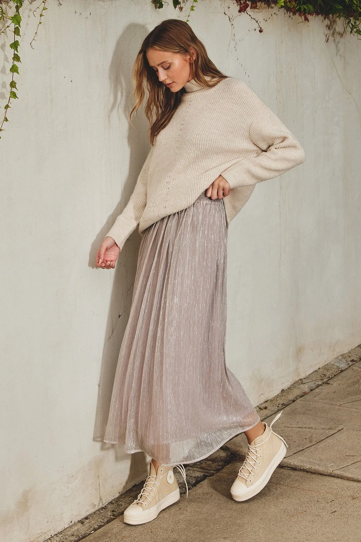 Sparkle Pleated All Over Maxi Skirt