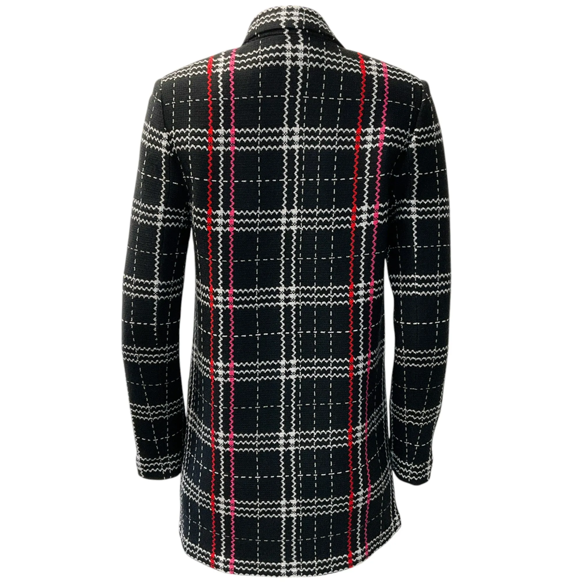 St. John Black Caviar Multi Plaid Wool Knit Blazer