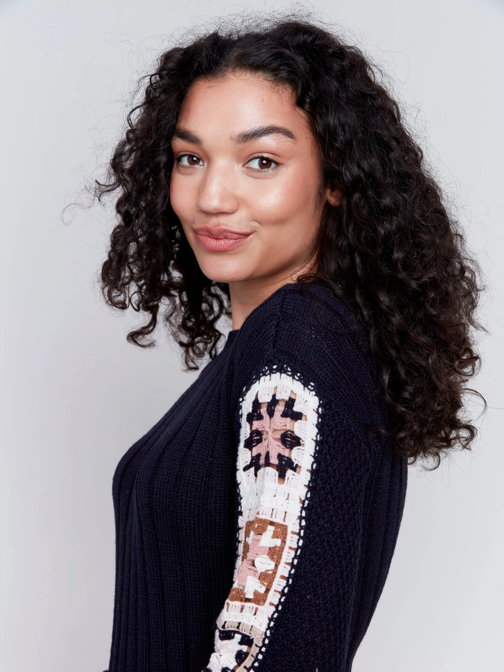 Sweater with Crochet Sleeves