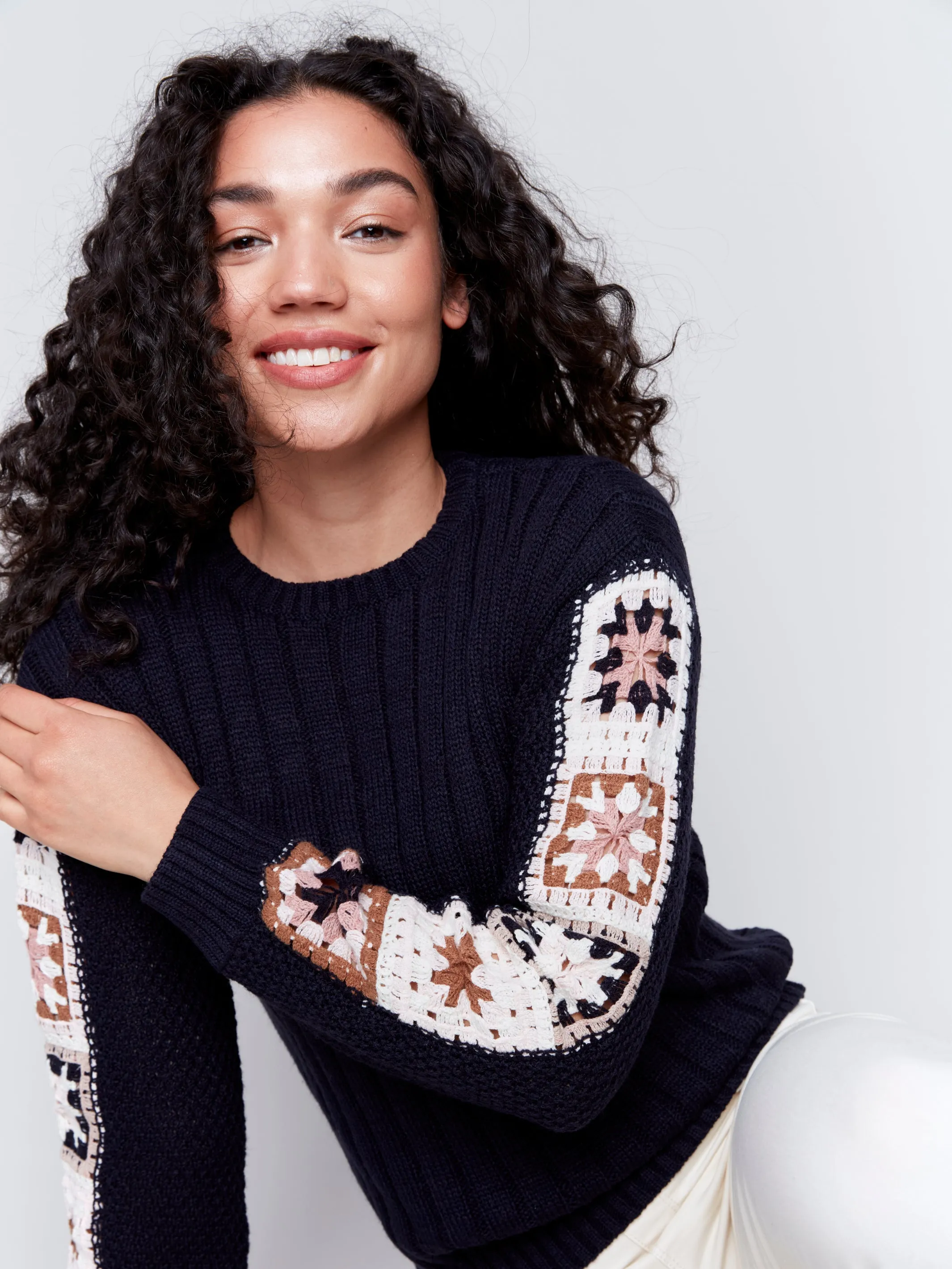 Sweater with Crochet Sleeves