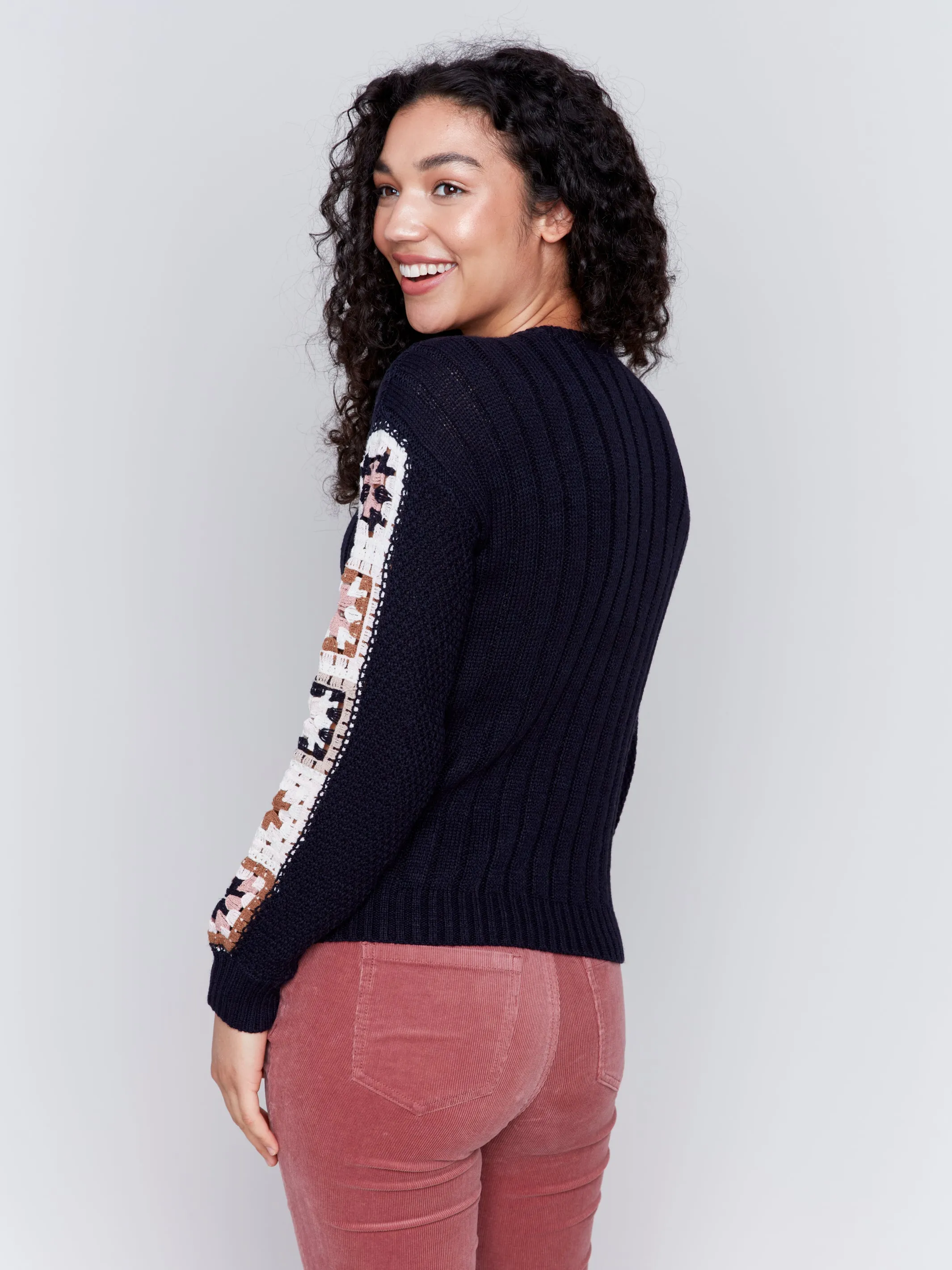 Sweater with Crochet Sleeves