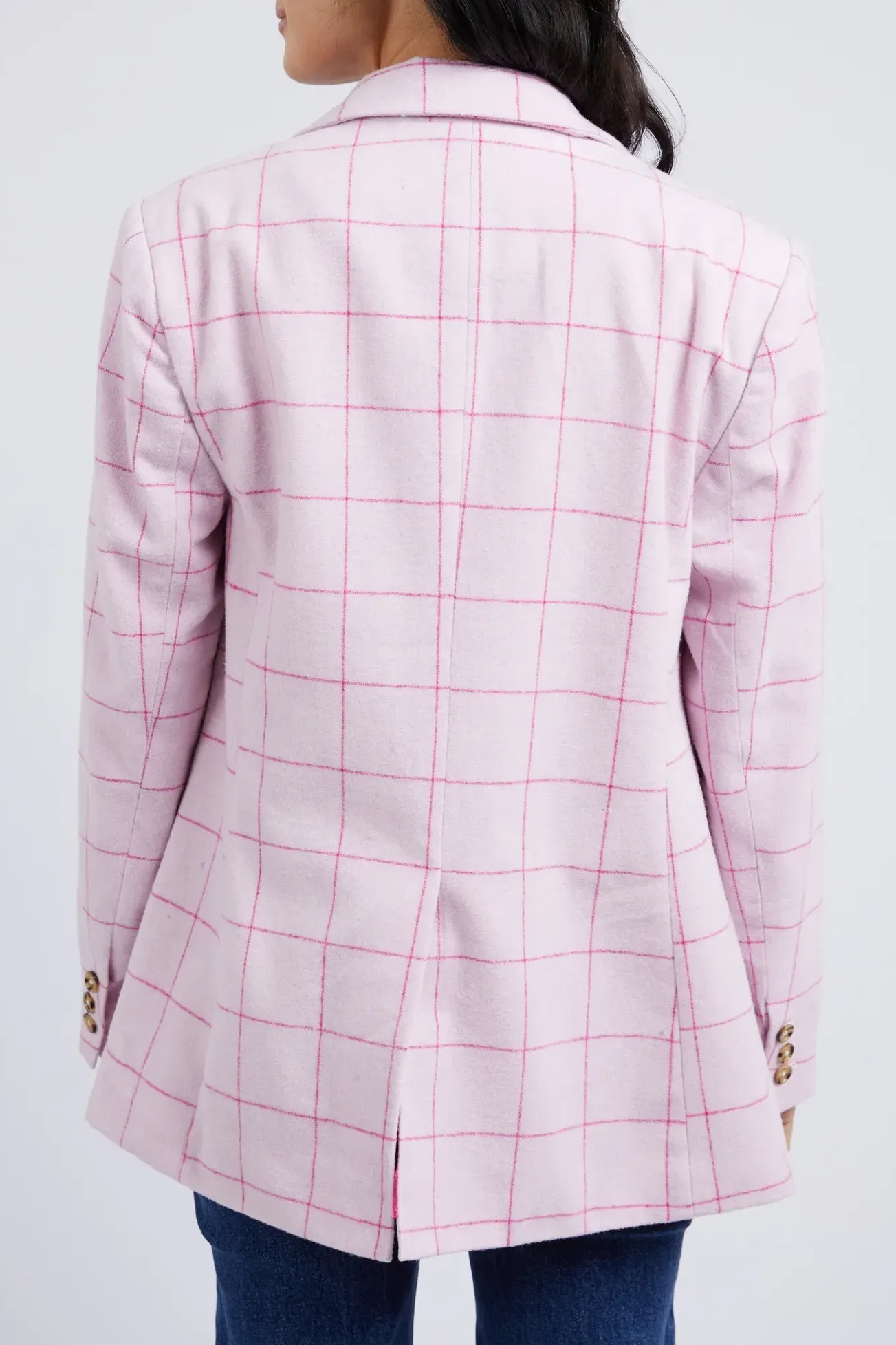 Tansy Check Blazer in Powder Pink / Shocking Pink Check