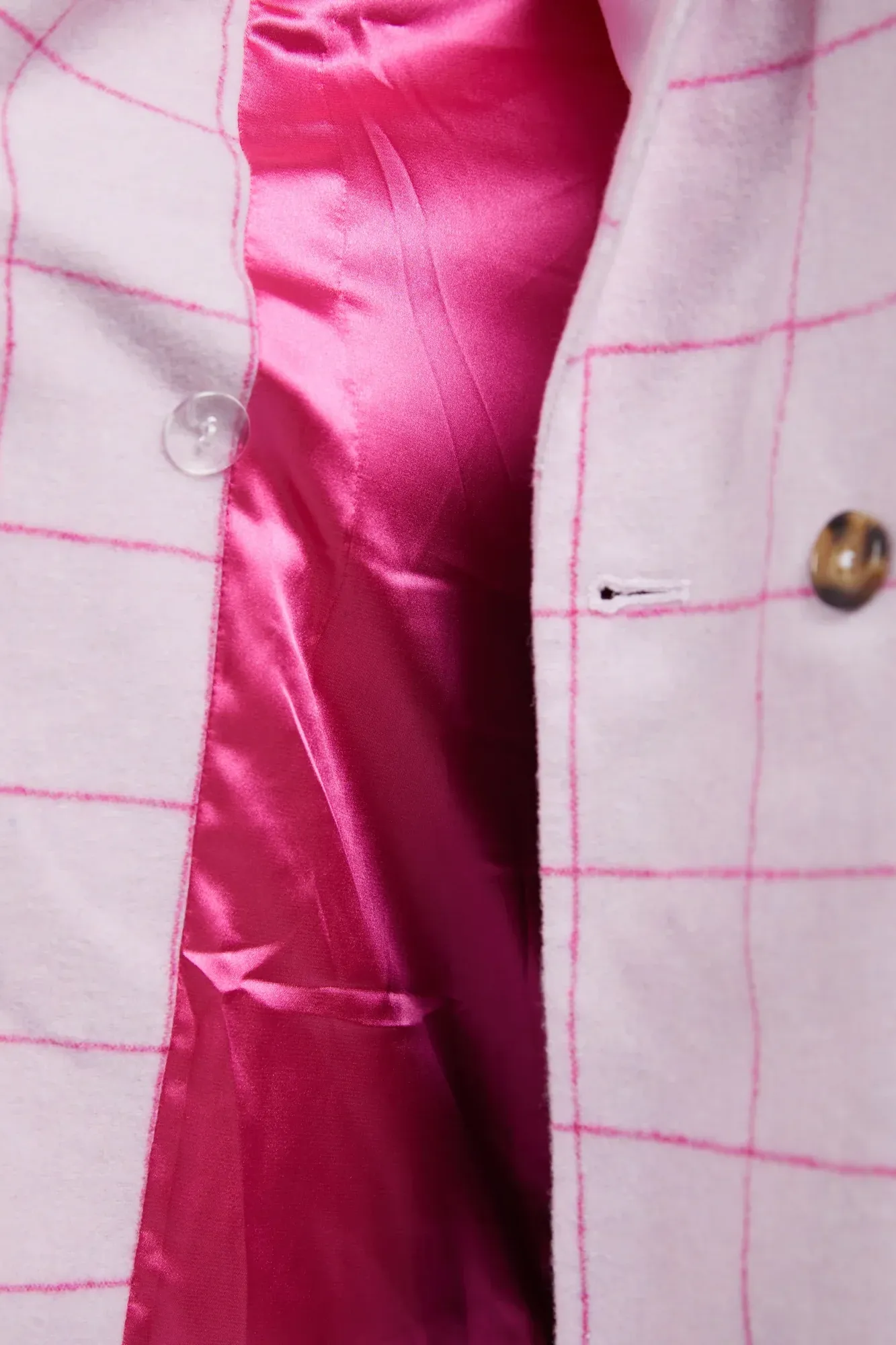 Tansy Check Blazer in Powder Pink / Shocking Pink Check