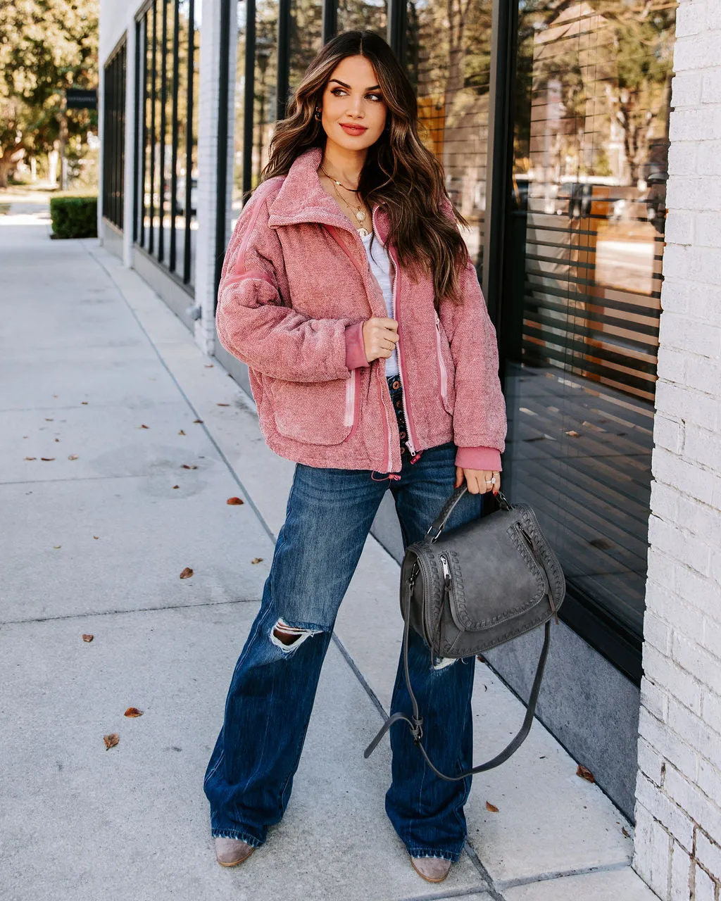 TastyHottie - Carey Pocketed Quilted Jacket - Rose Pink