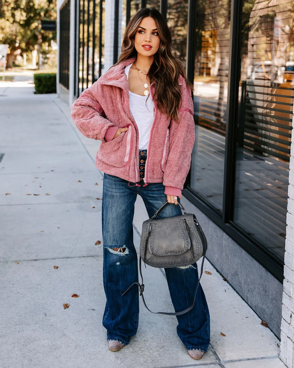 TastyHottie - Carey Pocketed Quilted Jacket - Rose Pink