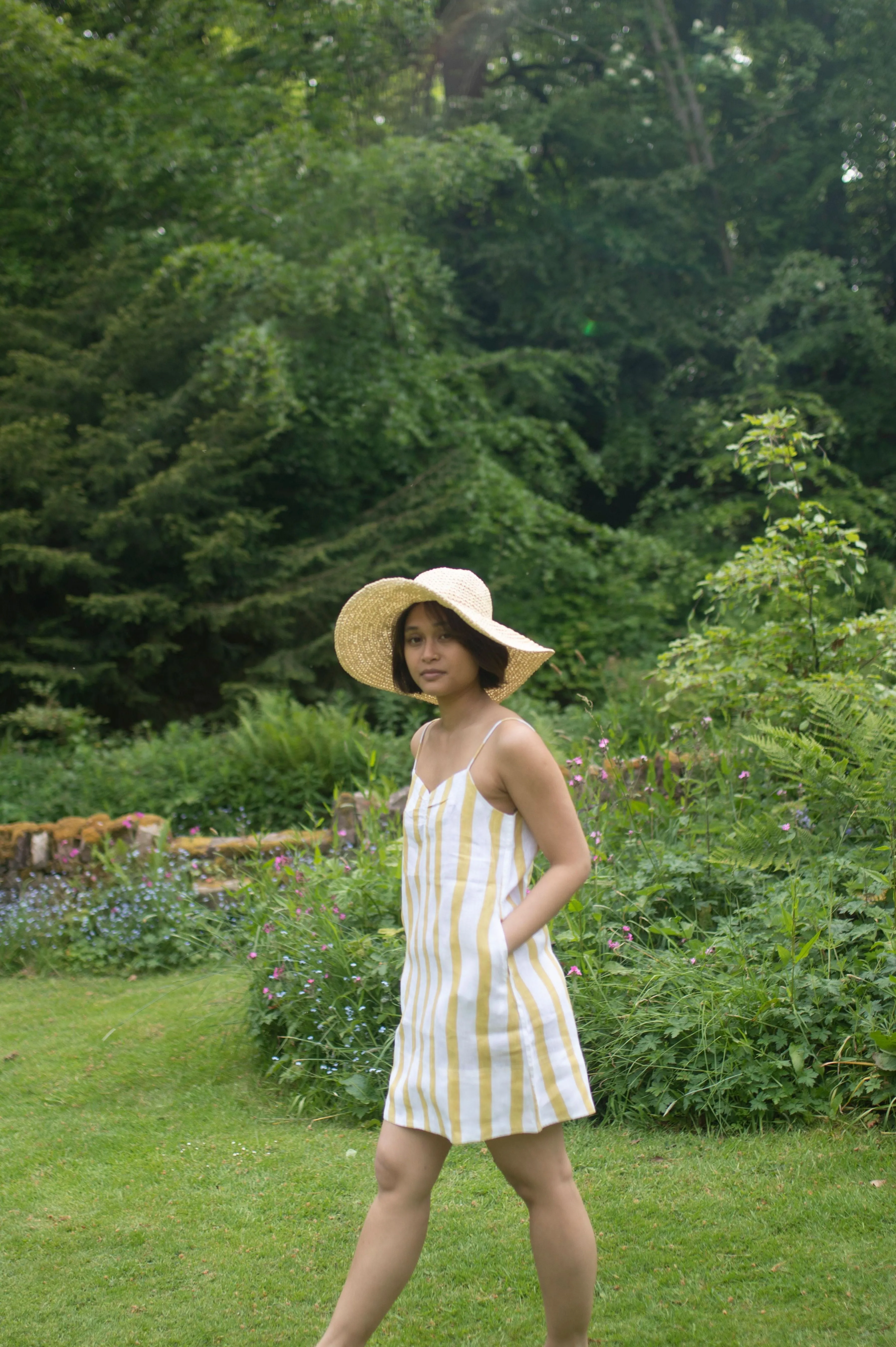 The Terra Tribe Yellow Stripes California Slip Dress