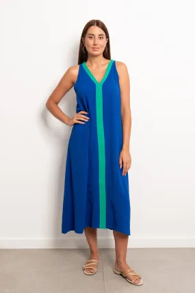 Two Tone V-neck Slip Maxi Dress - Leocansa