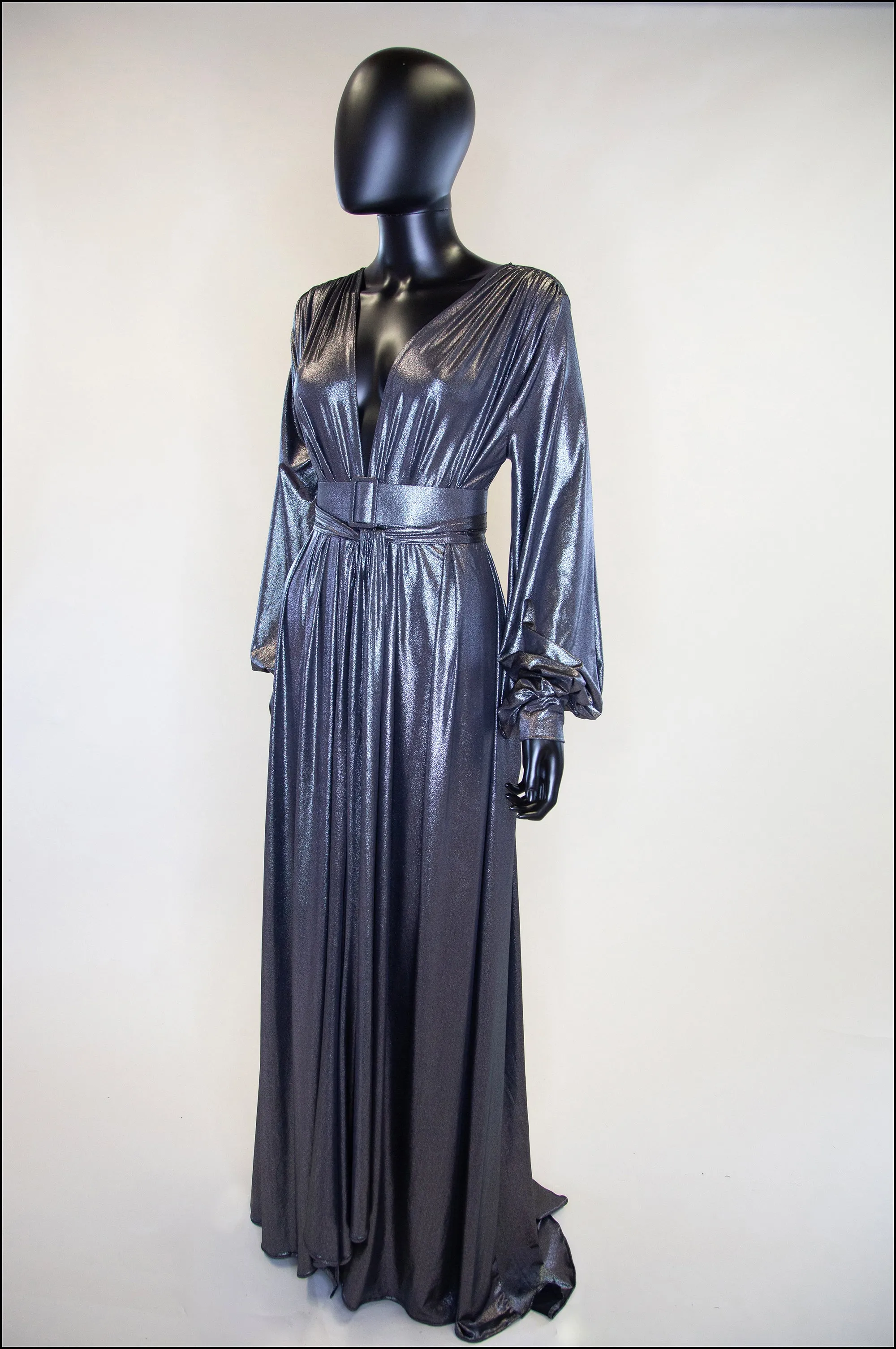 Vamp - Metallic Silver Maxi Dress