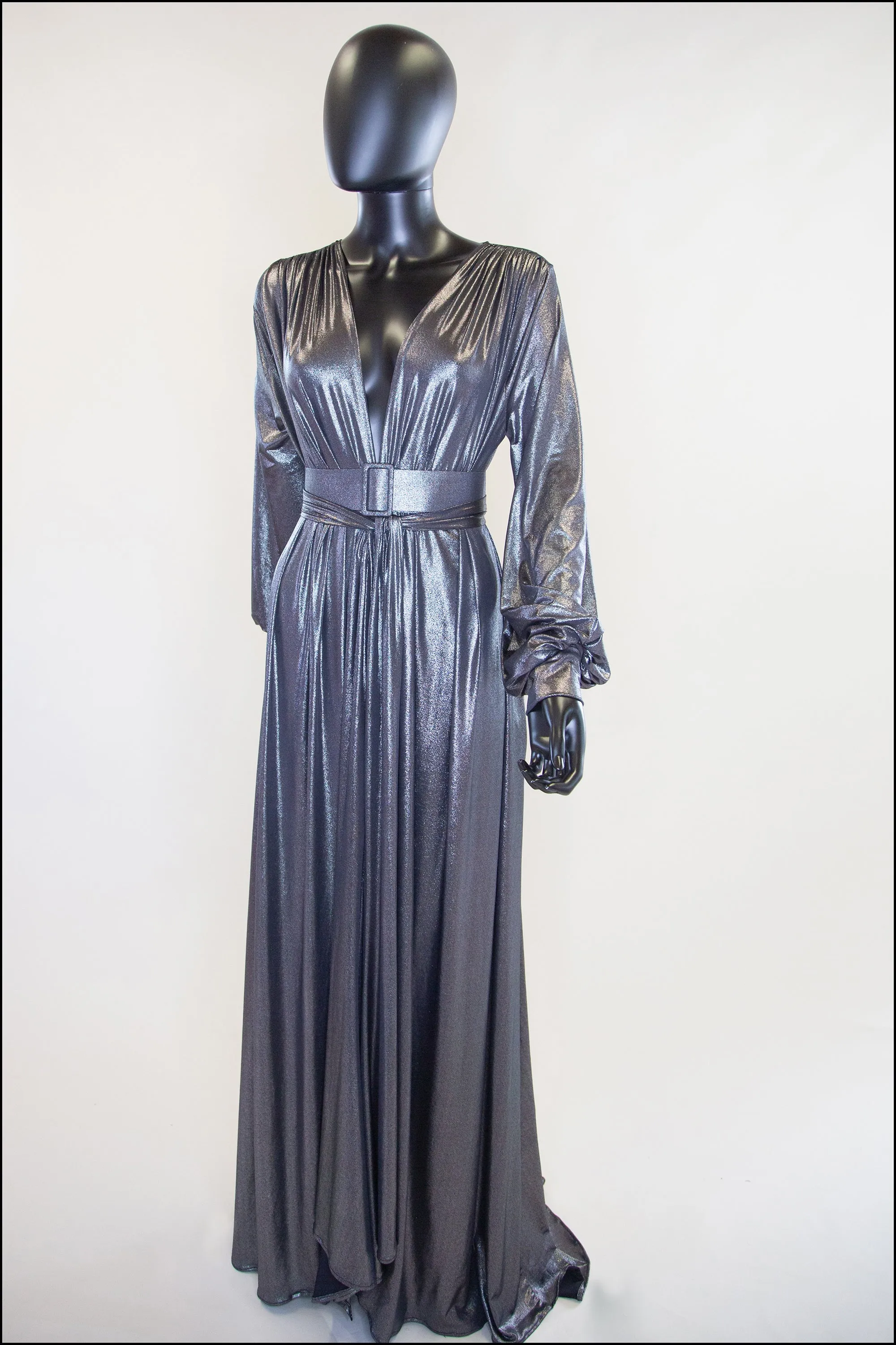 Vamp - Metallic Silver Maxi Dress