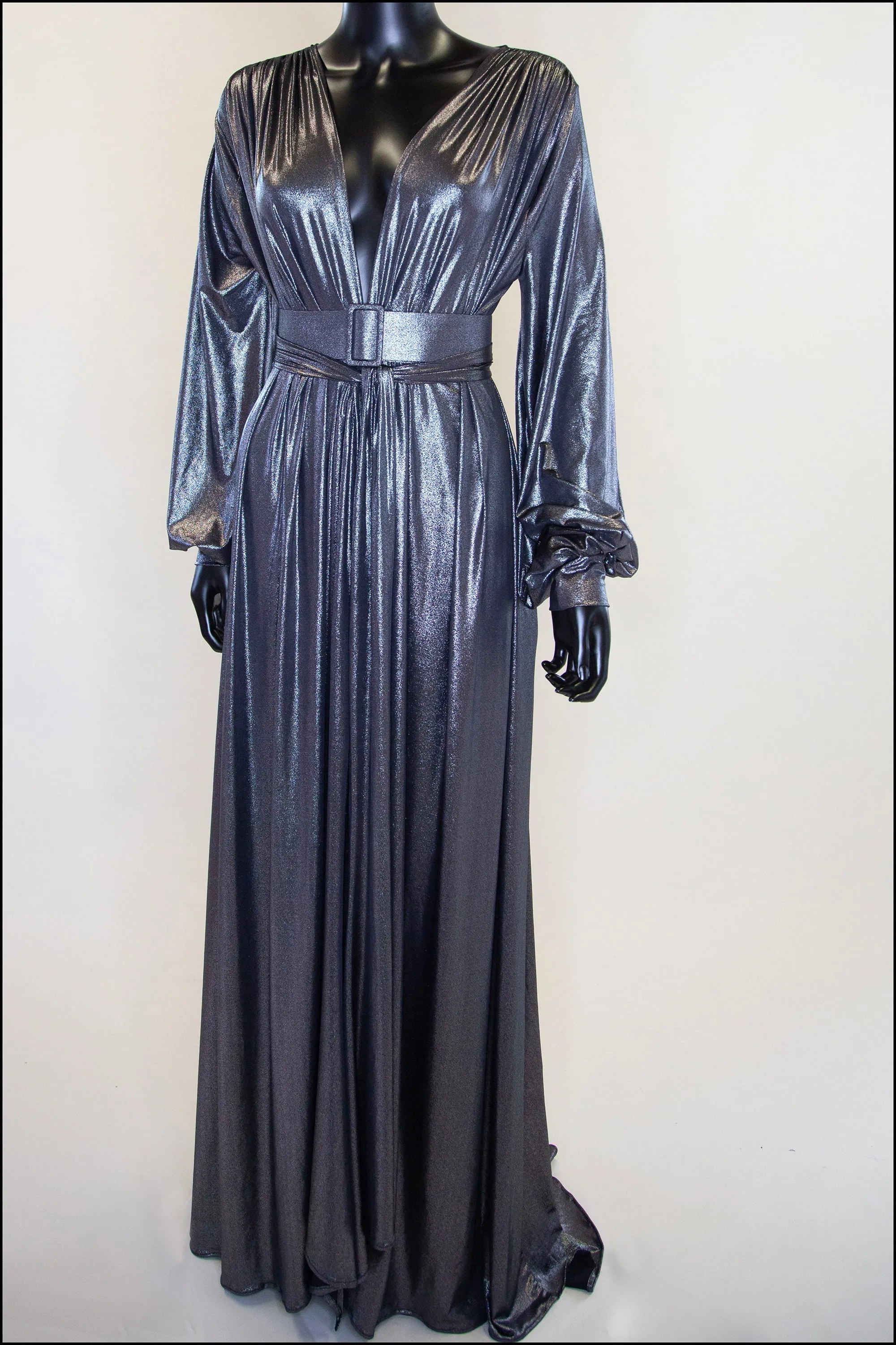 Vamp - Metallic Silver Maxi Dress