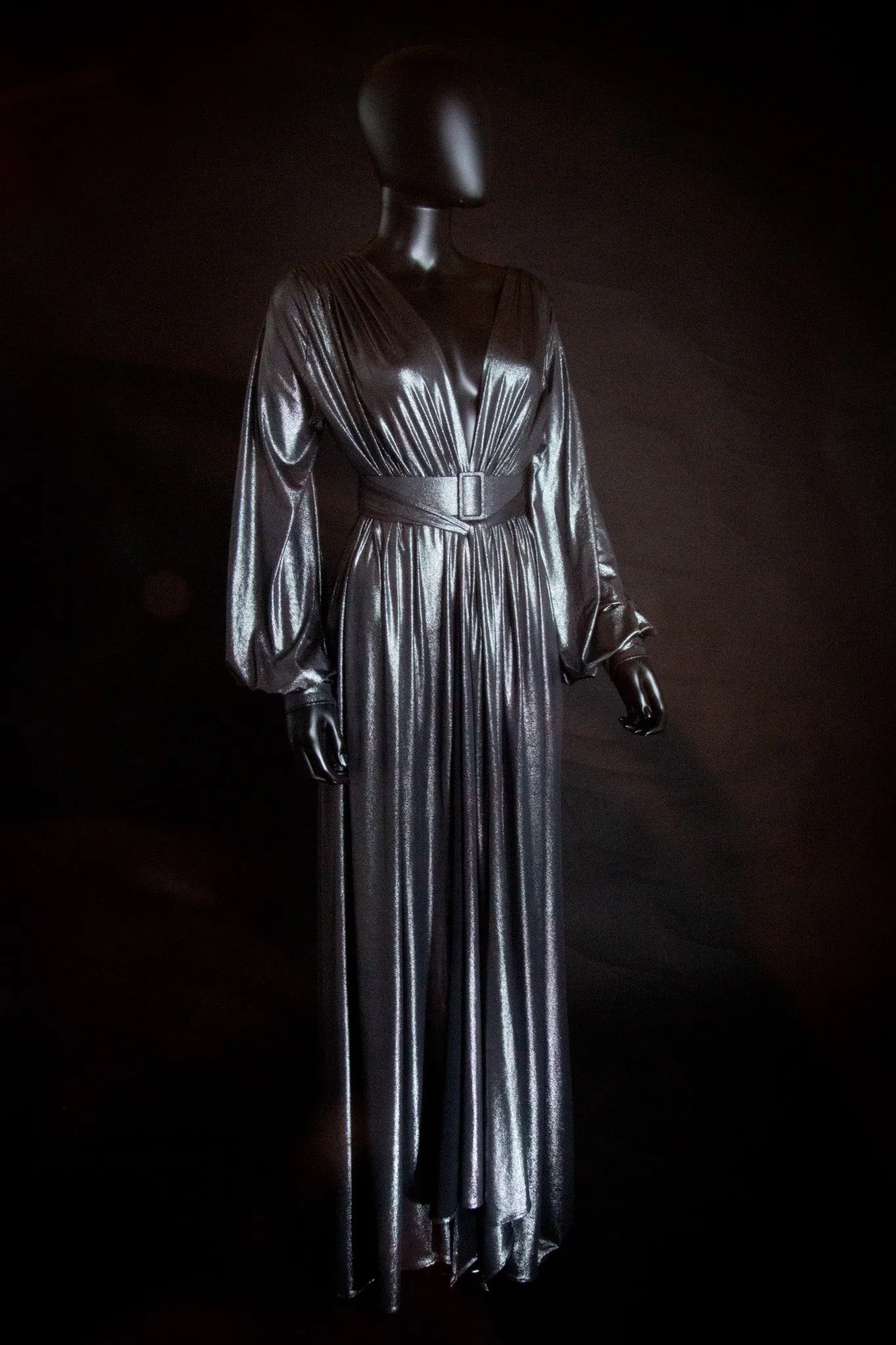 Vamp - Metallic Silver Maxi Dress