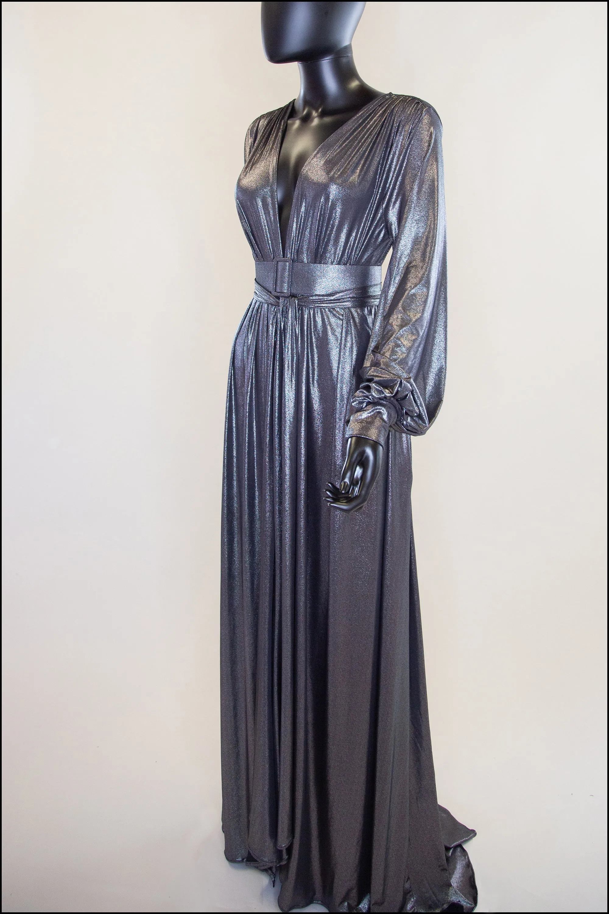 Vamp - Metallic Silver Maxi Dress