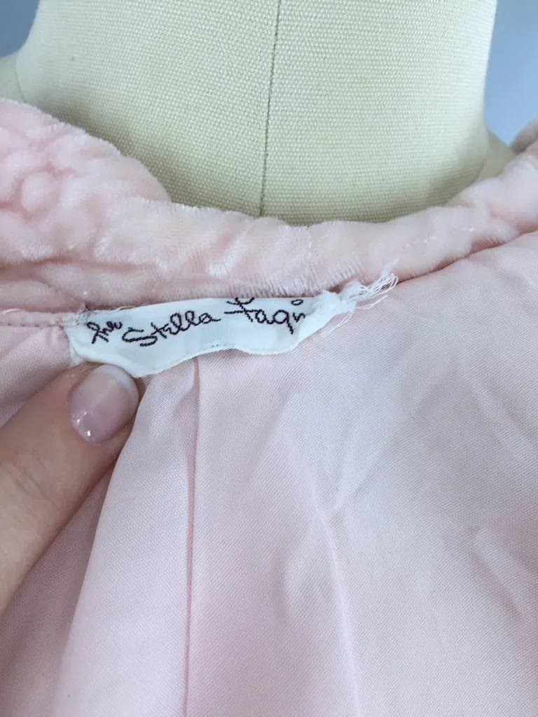 Vintage 1940s Stella Fagin Pastel Pink Velvet Bed Jacket