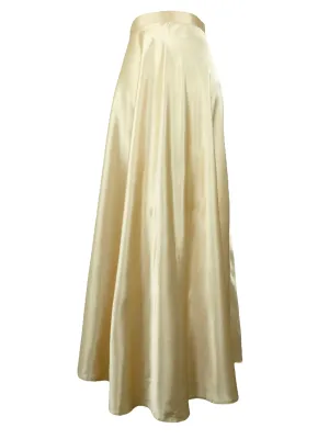 Vintage 80s Formal Regency High Waisted Silky Metallic Gold Straight Silhouette Side Zip Full Floor Length Maxi Skirt | Size 26-27 Inch Waist