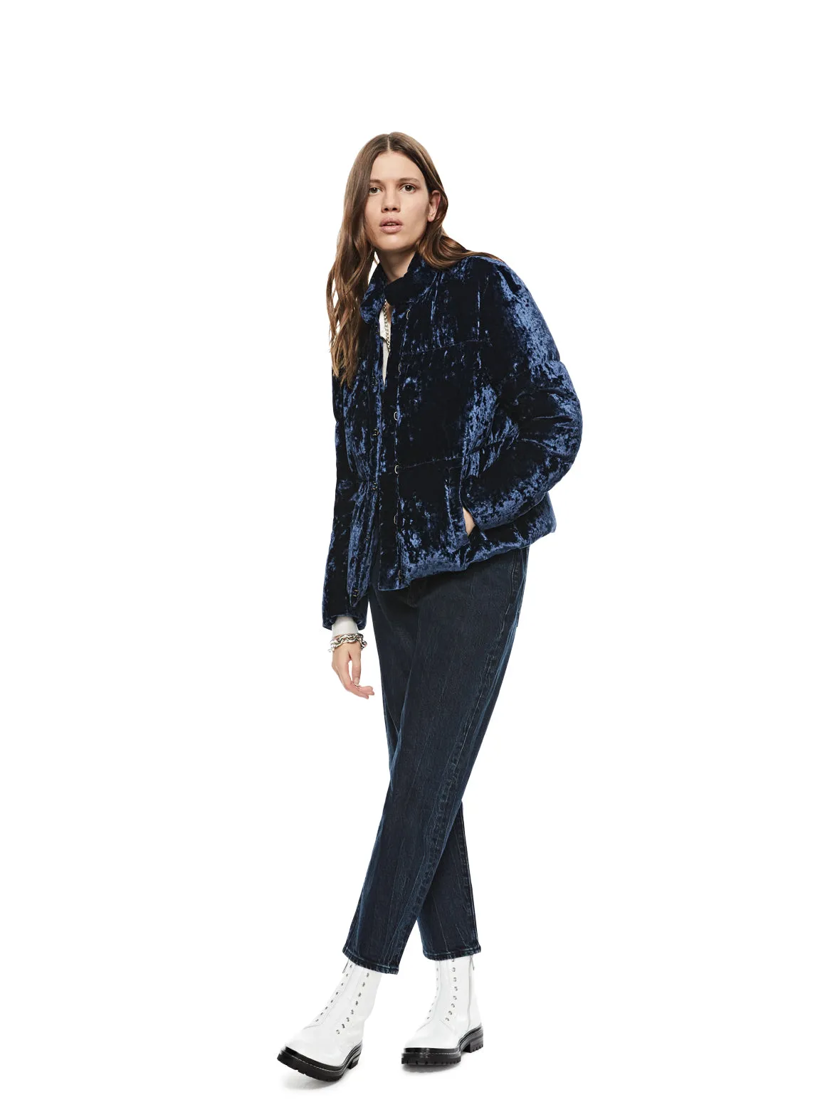 Washed Velvet Down Jacket (Midnight)