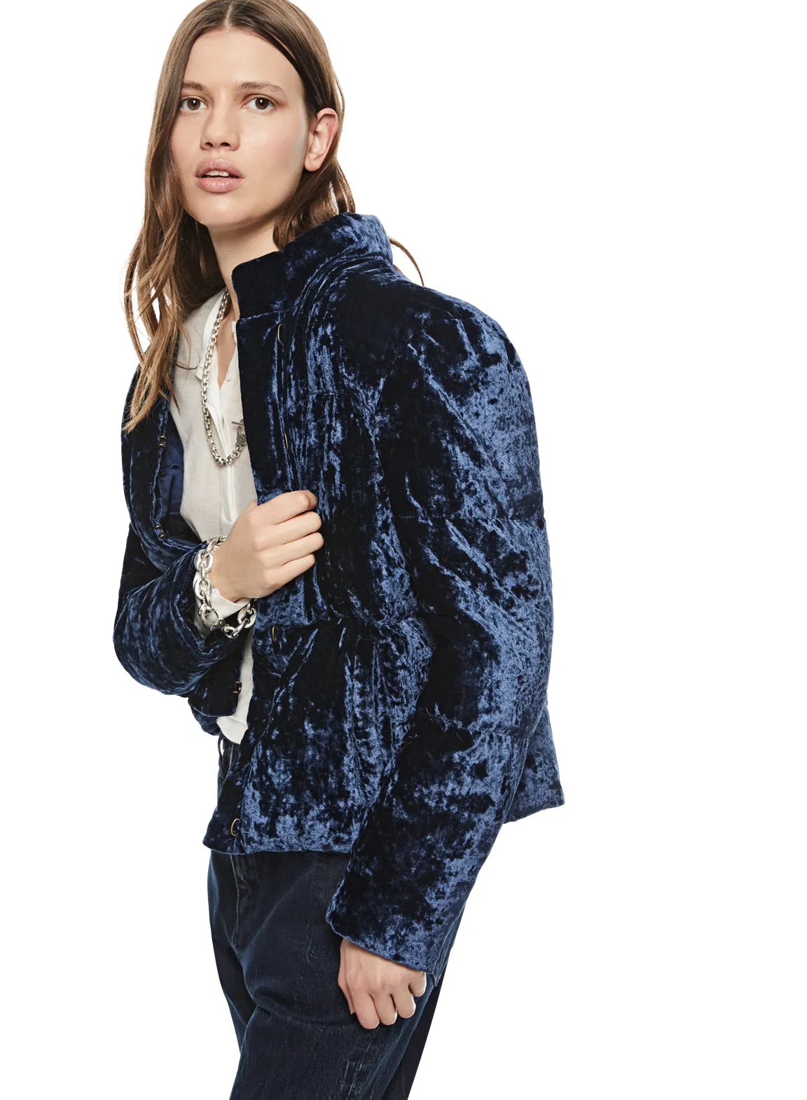 Washed Velvet Down Jacket (Midnight)