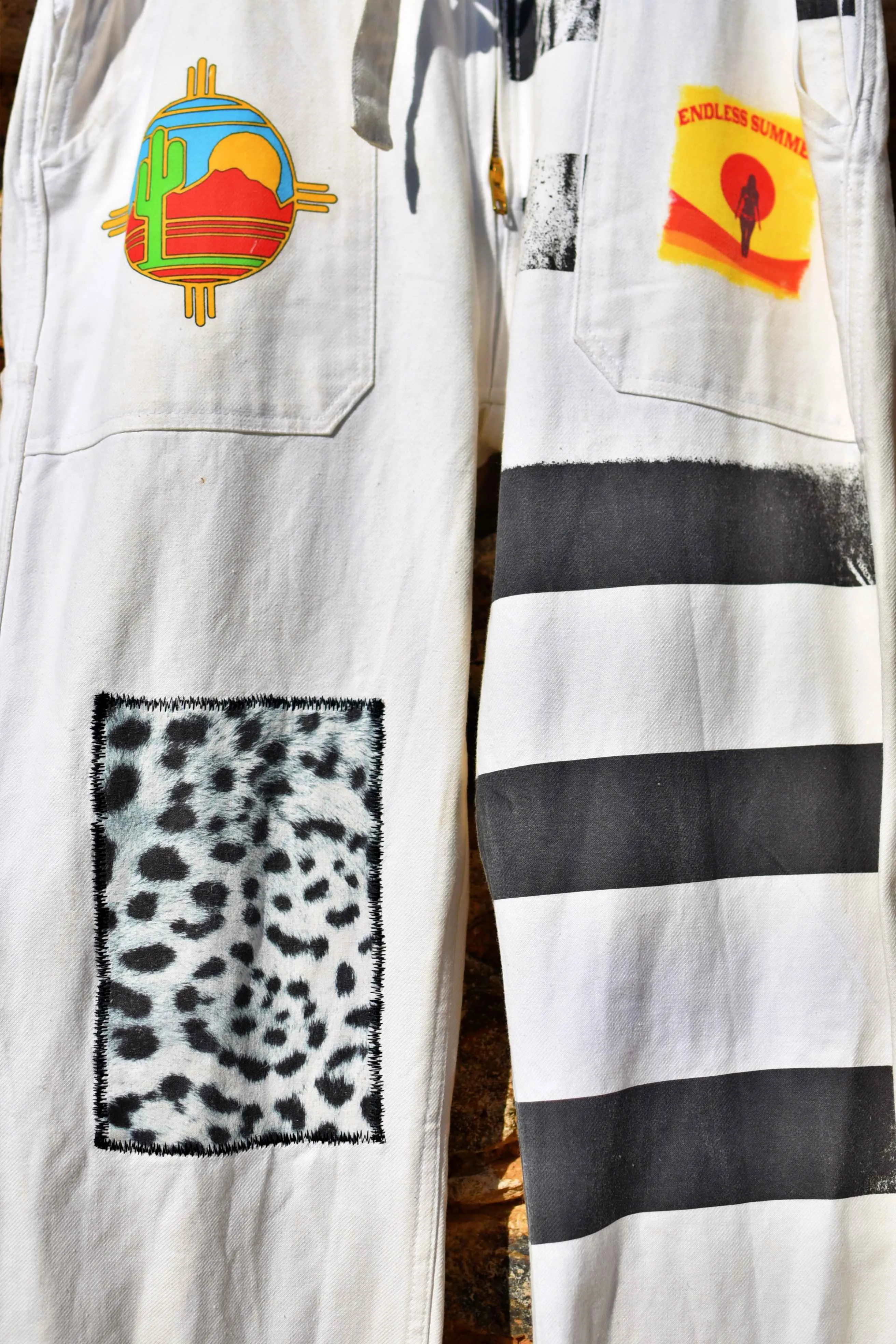 White coverall hand embroidery chainstitch The Stooges/ combinaison blanche brodée points de chaînette