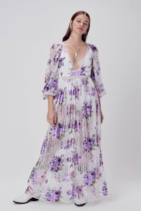 Wildflower Foil Lace Maxi Dress