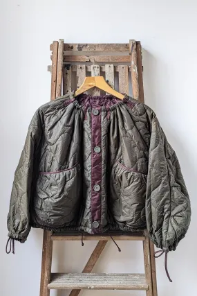 Wine & Olive Reversible Parachute Bomber Jacket