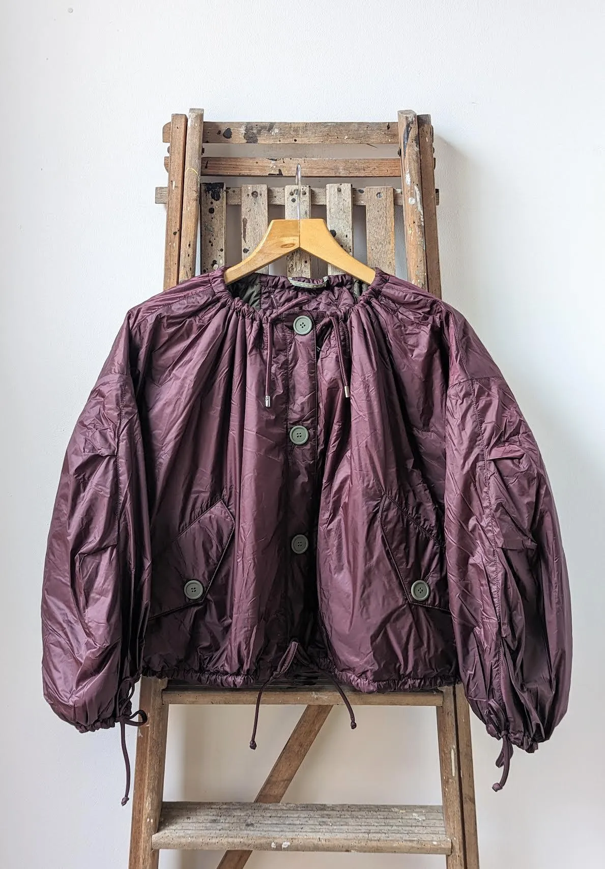 Wine & Olive Reversible Parachute Bomber Jacket