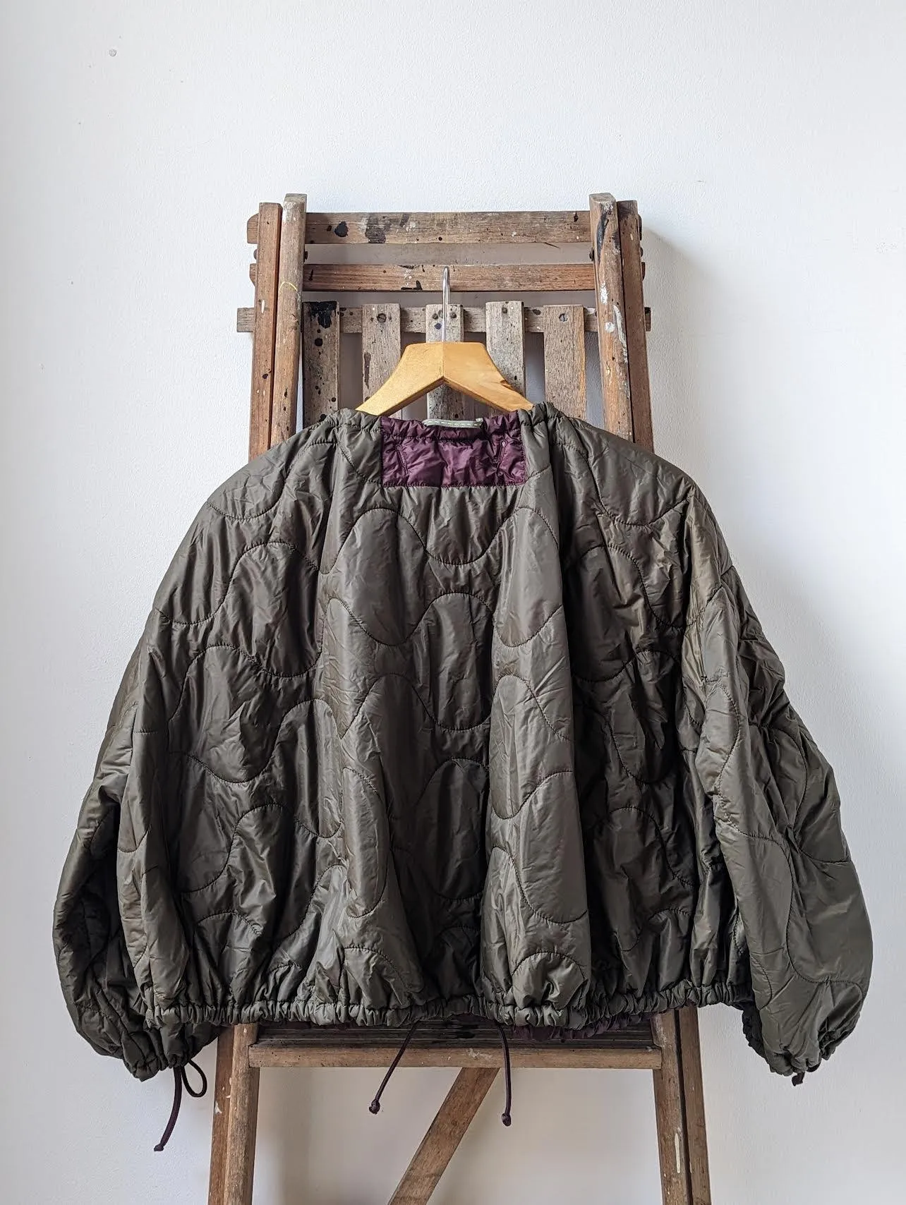 Wine & Olive Reversible Parachute Bomber Jacket