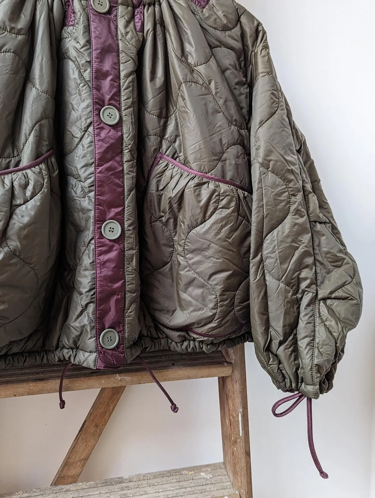 Wine & Olive Reversible Parachute Bomber Jacket