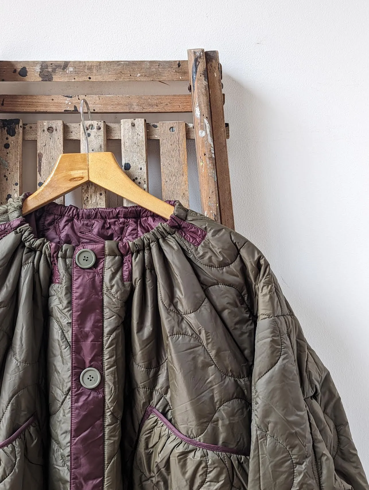 Wine & Olive Reversible Parachute Bomber Jacket