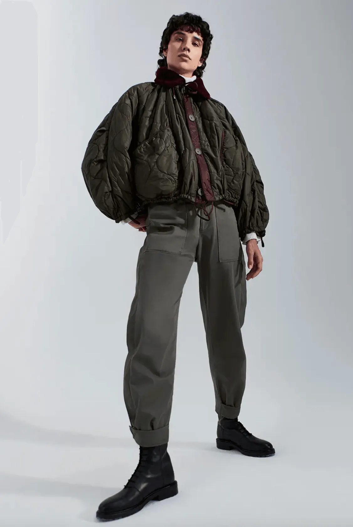 Wine & Olive Reversible Parachute Bomber Jacket