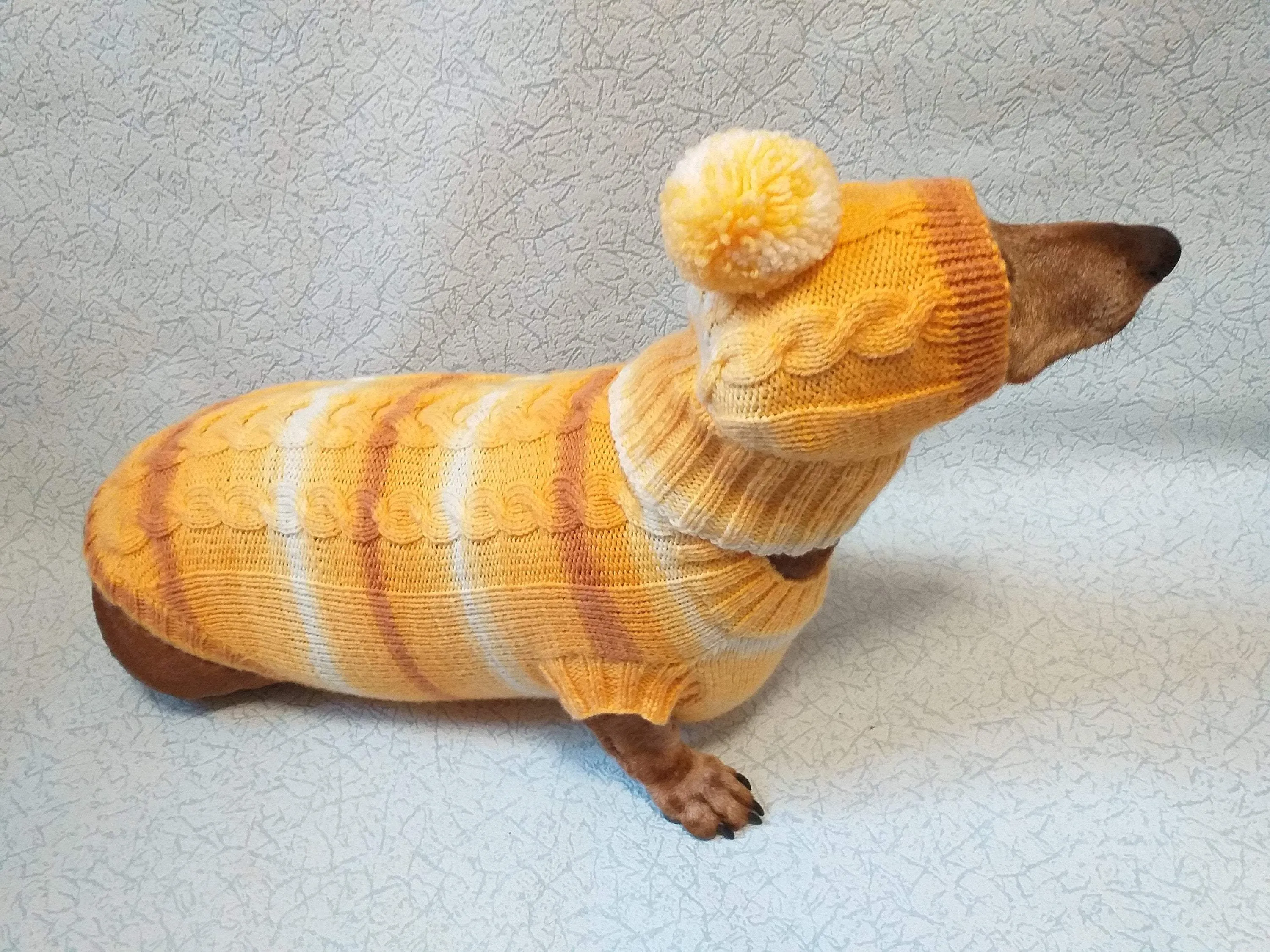 Winter warm sweater set and hat for dog, hat for dachshund