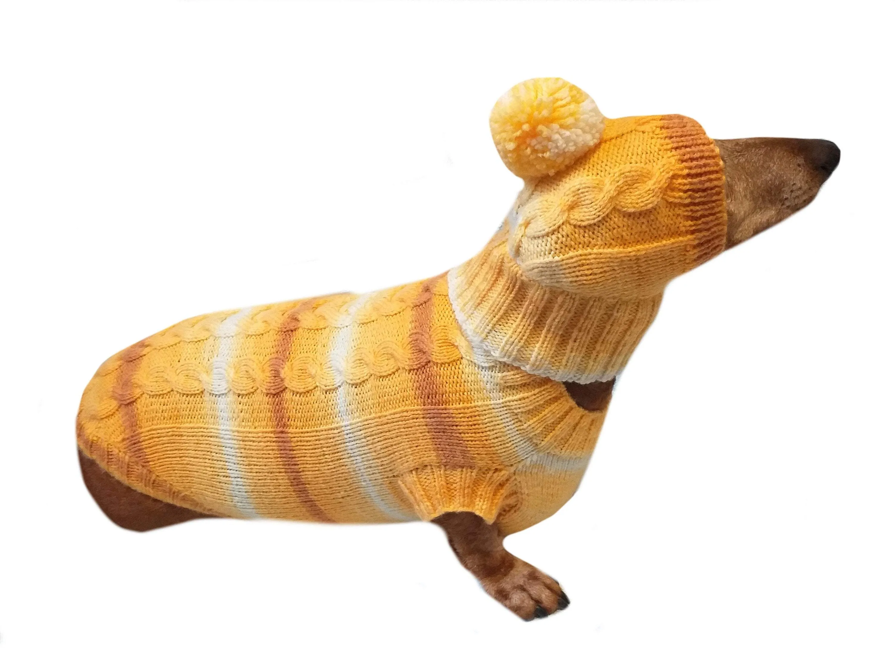 Winter warm sweater set and hat for dog, hat for dachshund