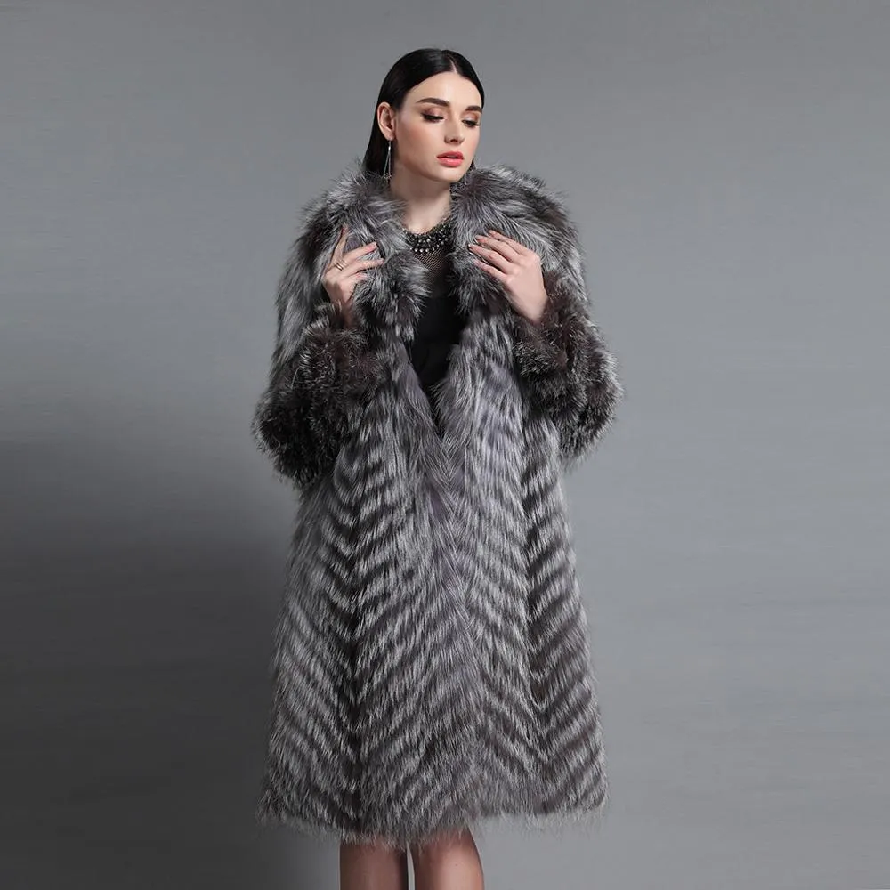 Women's Coats Natural Fur Coat Women Long Coats Real Fur Outwear 161159