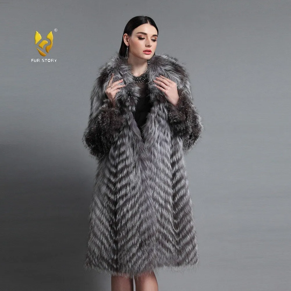 Women's Coats Natural Fur Coat Women Long Coats Real Fur Outwear 161159