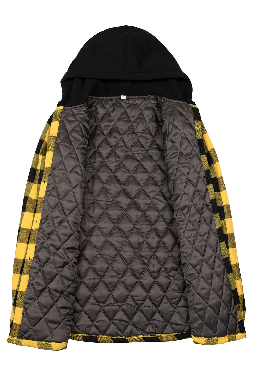 Women's Matching Family Buffalo Yellow Quilted Lined Flannel Hoodie