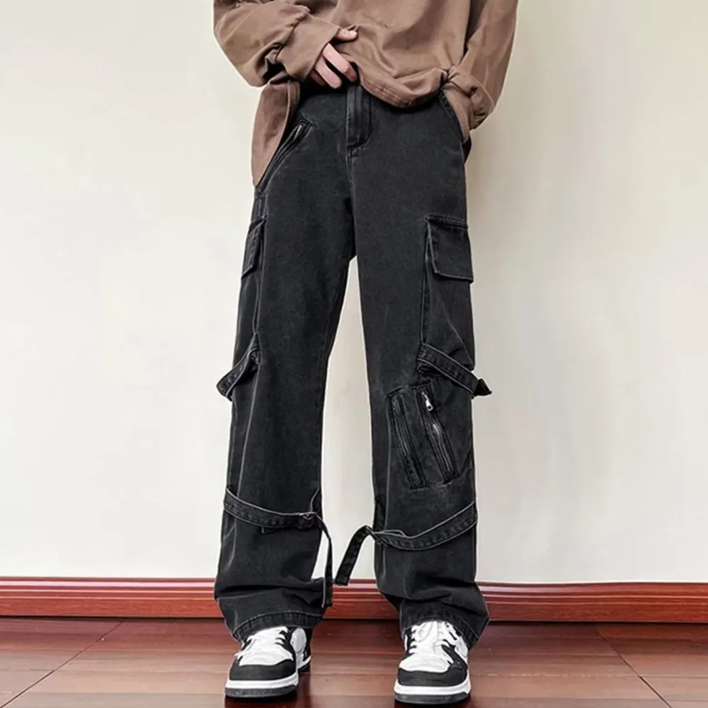 Women's Men's Y2K Clothes Jeans Clothing Cargo Pant Wide Leg Flared Denim Pants Streetwear Baggy Jeans Straight Trousers For Men