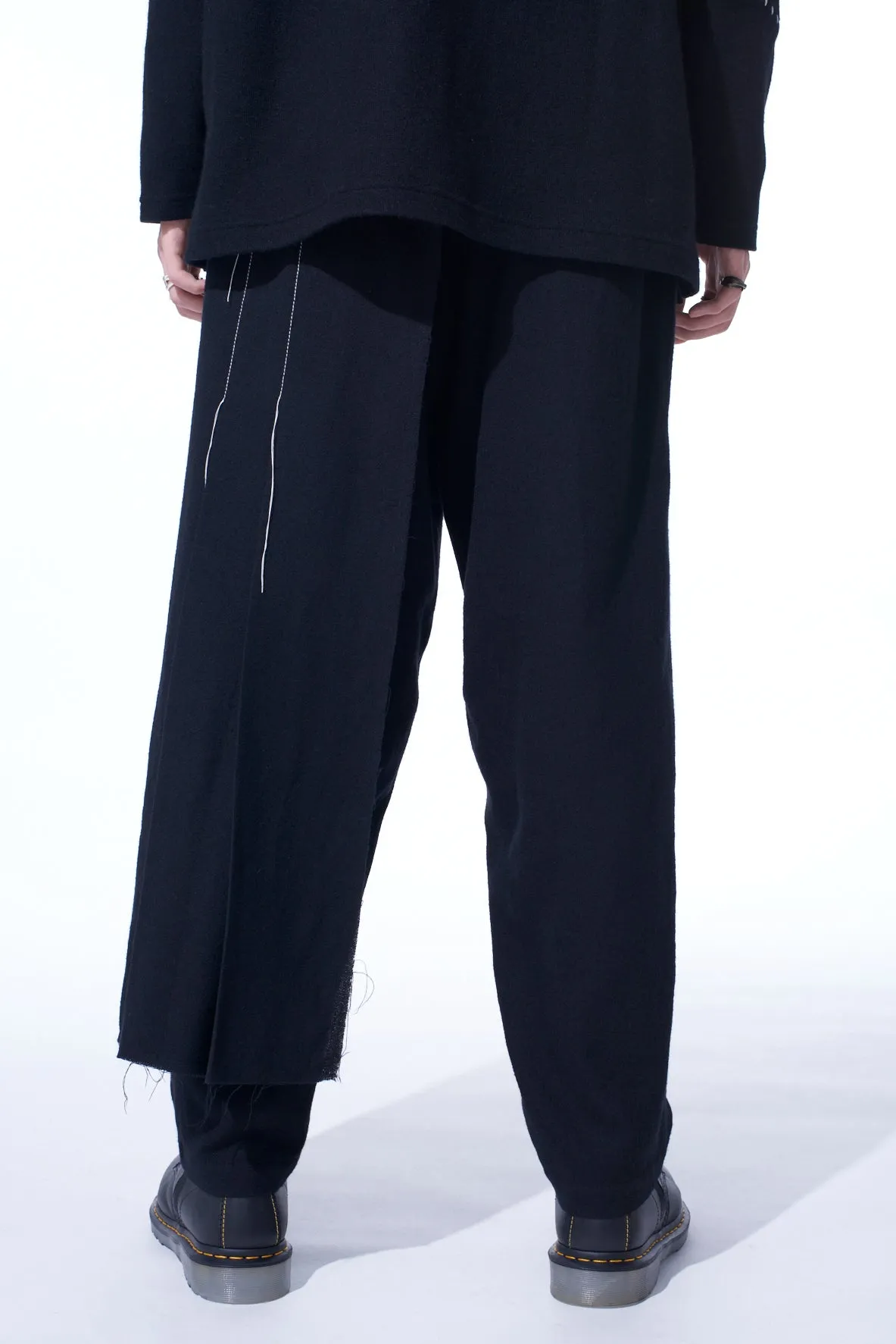 WOOL VIYELLA PLEATED WRAP PANTS